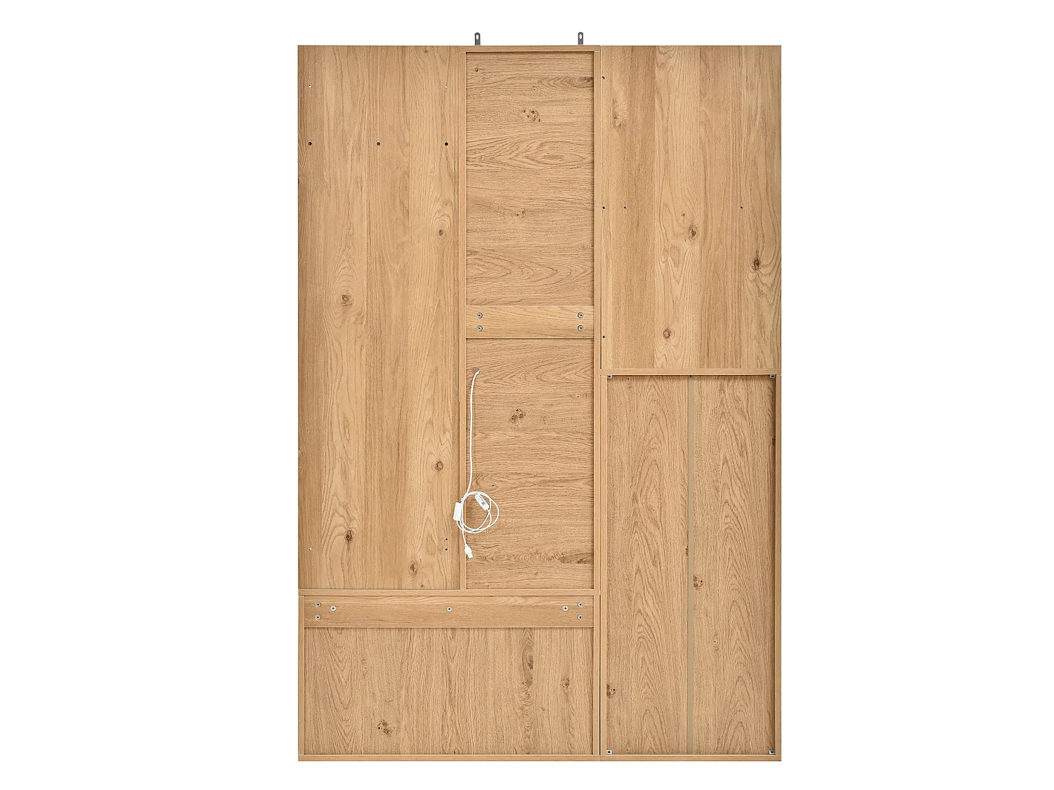 Vestiaire d'entrée avec porte-manteau, miroir et banc - Naturel clair et blanc