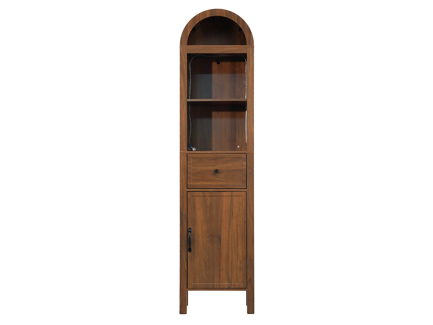 Colonne salle de bain sur pied de 163 cm avec éclairage LED - Marron