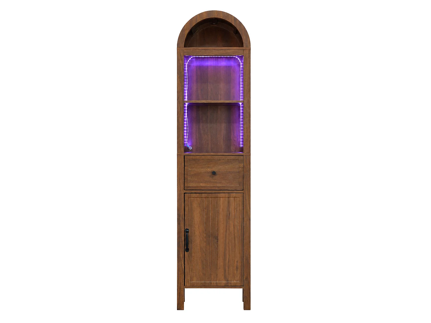 Colonne salle de bain sur pied de 163 cm avec éclairage LED - Marron