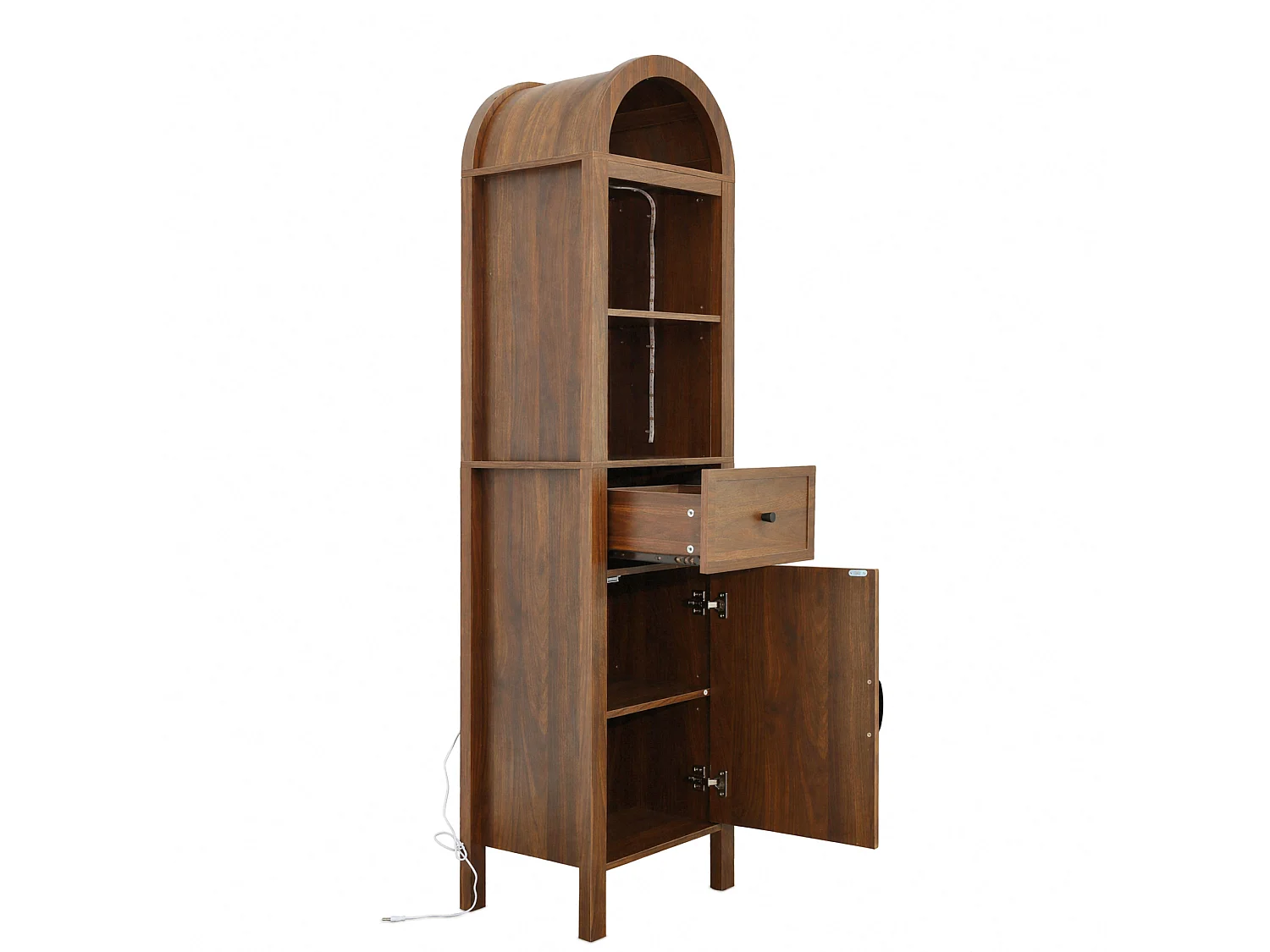 Colonne salle de bain sur pied de 163 cm avec éclairage LED - Marron