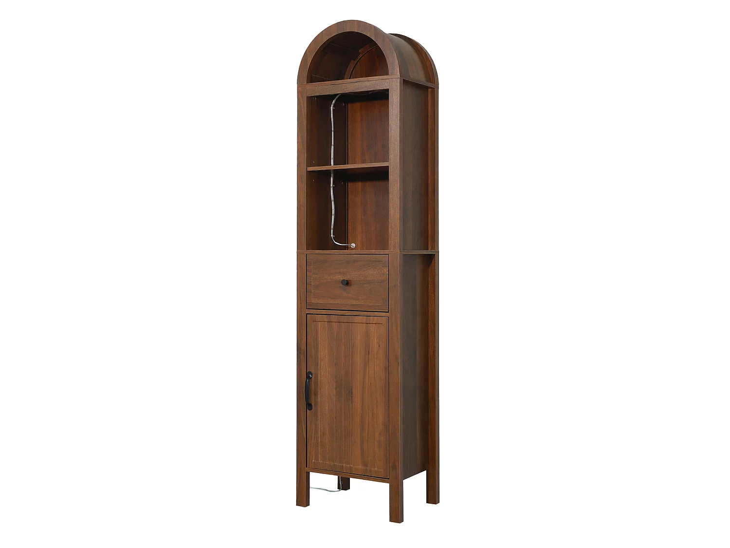 Colonne salle de bain sur pied de 163 cm avec éclairage LED - Marron