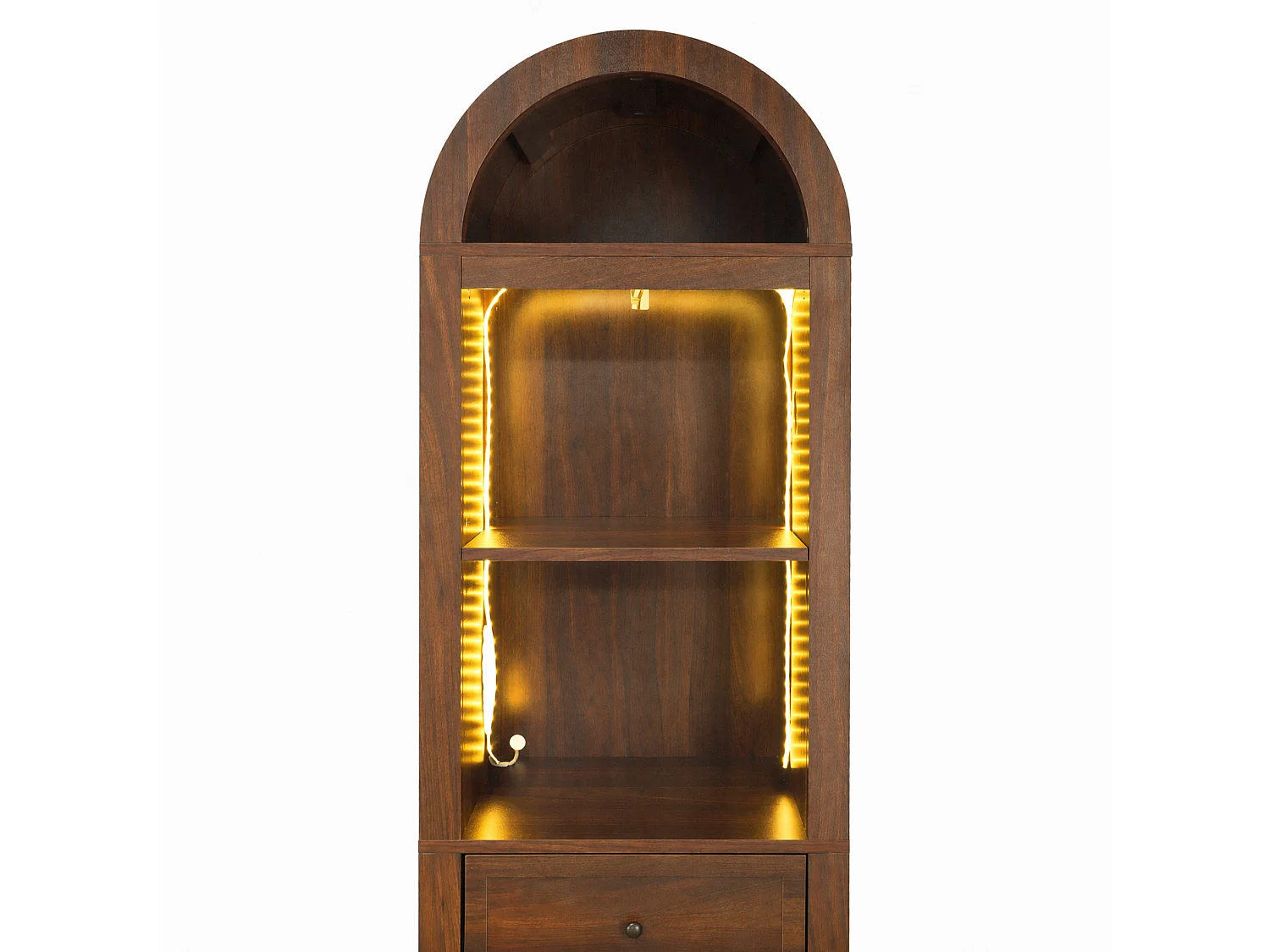 Colonne salle de bain sur pied de 163 cm avec éclairage LED - Marron