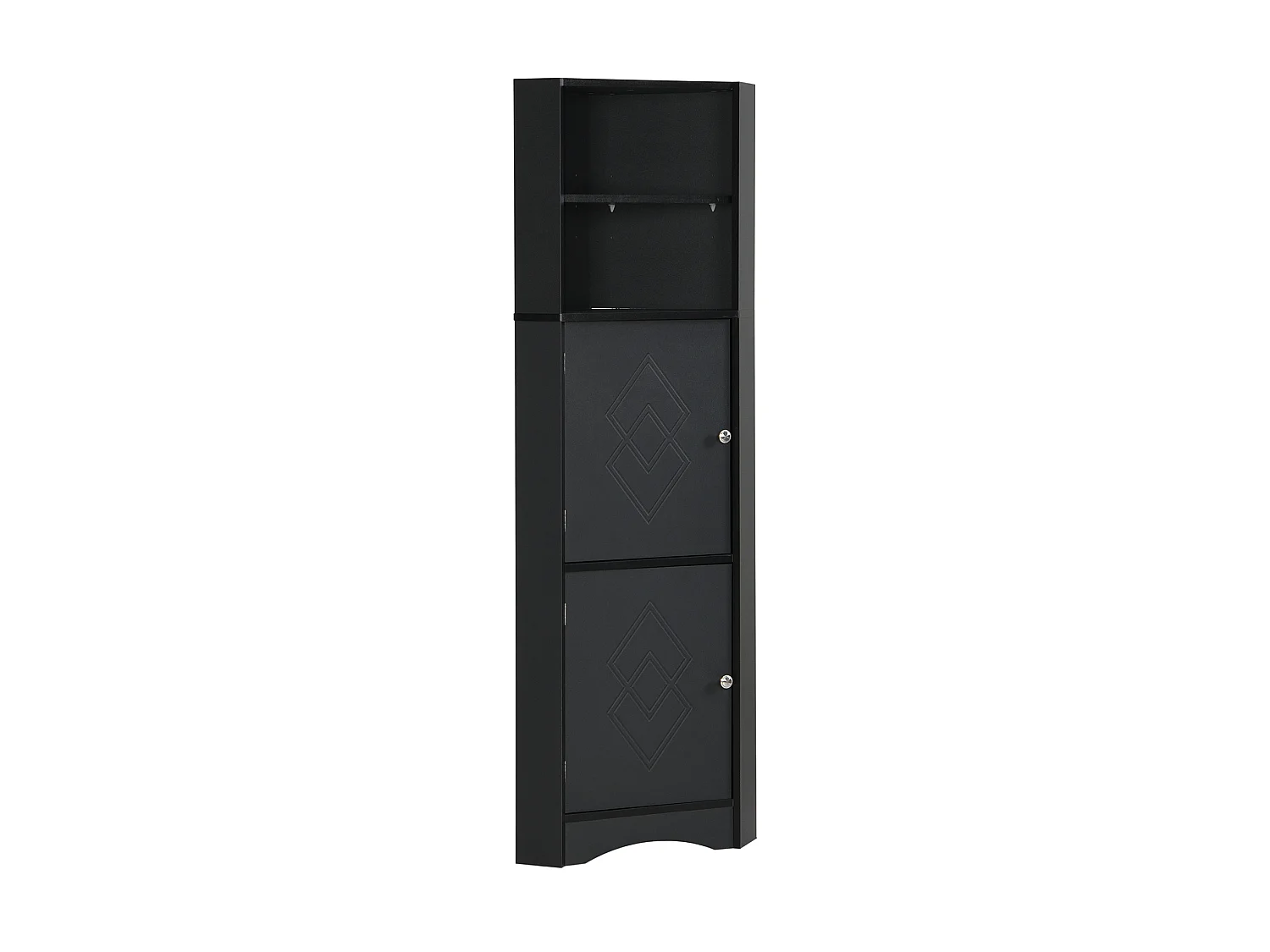 Colonne salle de bain d'angle avec étagère réglable - Noir