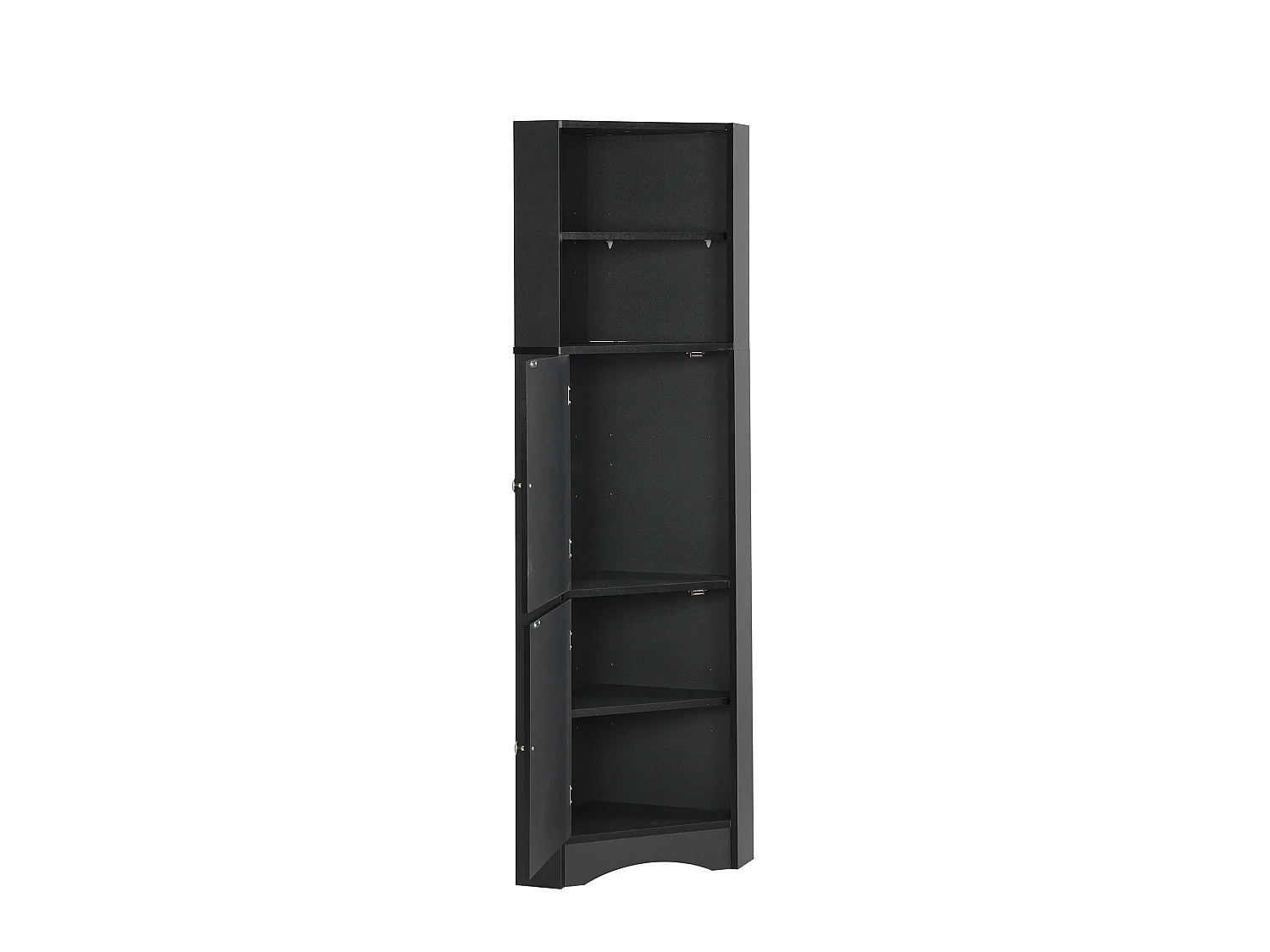 Colonne salle de bain d'angle avec étagère réglable - Noir