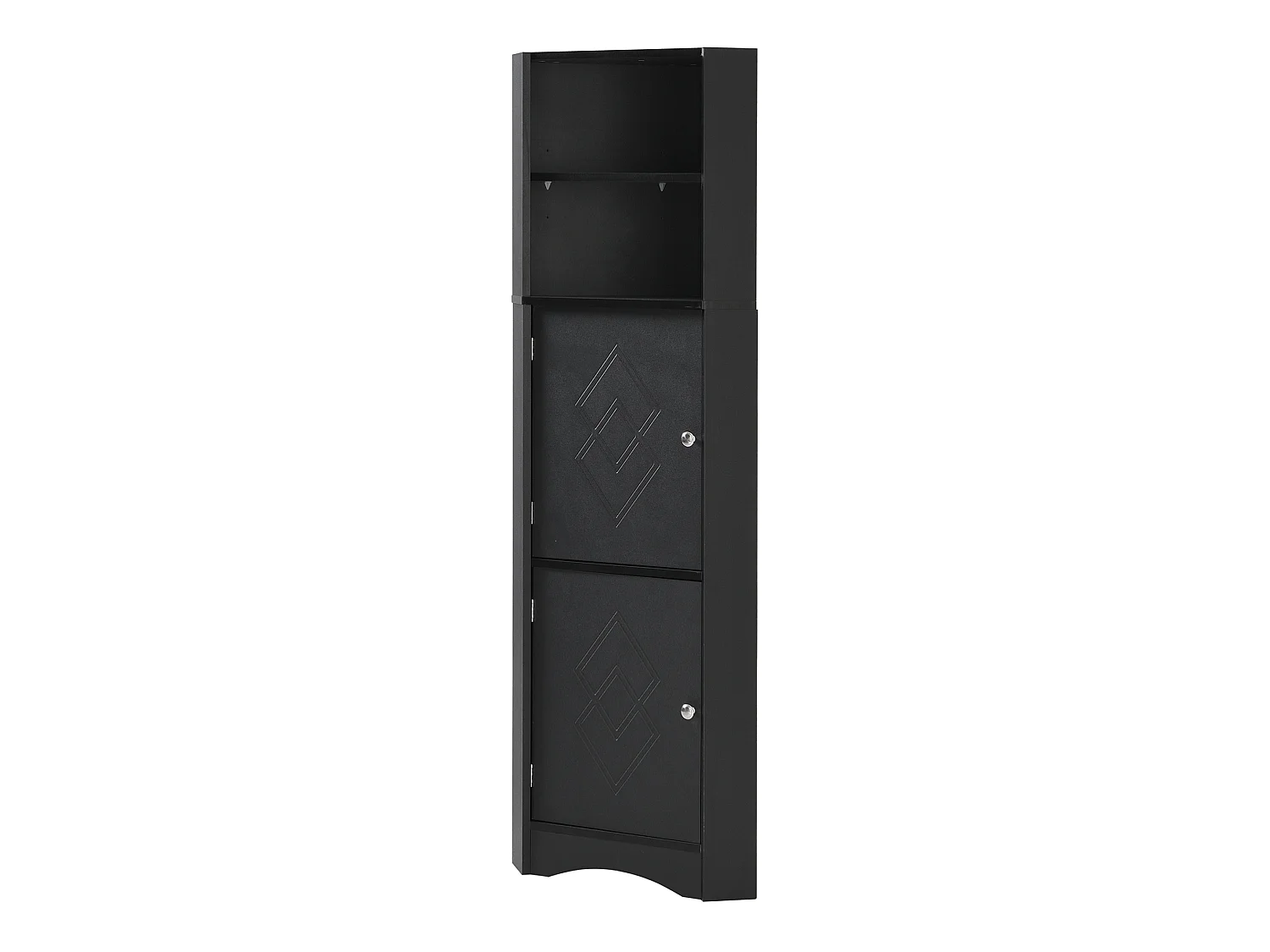 Colonne salle de bain d'angle avec étagère réglable - Noir
