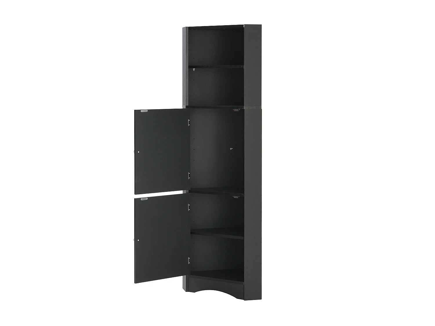 Colonne salle de bain d'angle avec étagère réglable - Noir