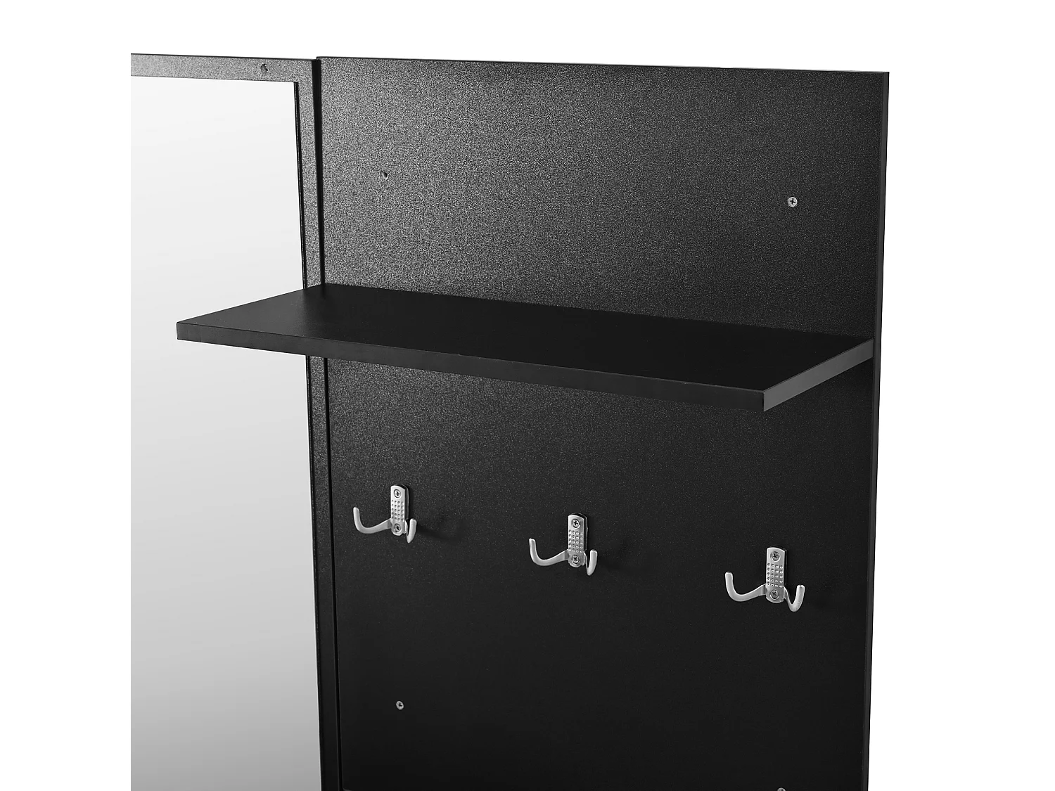 Kapstok met spiegel, bankje en ledverlichting - Zwart 105 x 38 x 190 cm