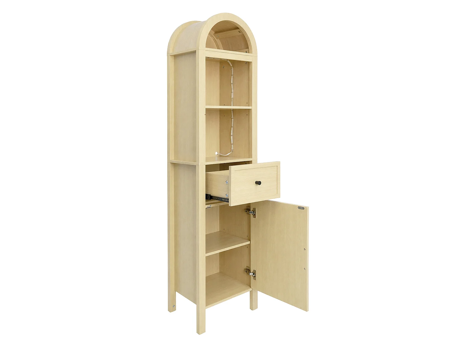 Colonne salle de bain sur pied de 163 cm avec éclairage LED - Naturel clair