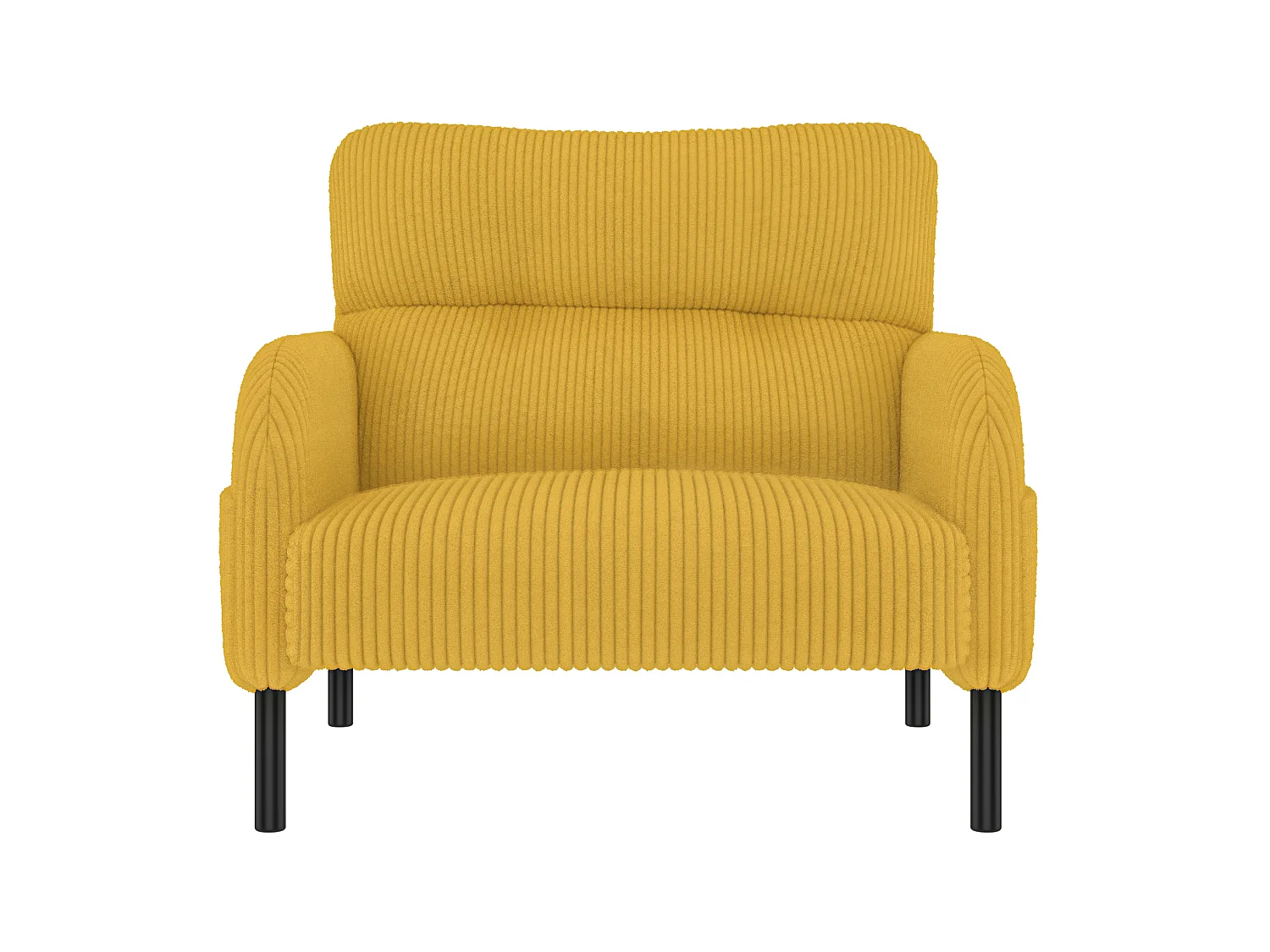Fauteuil simple en velours côtelé avec poches latérales - Jaune