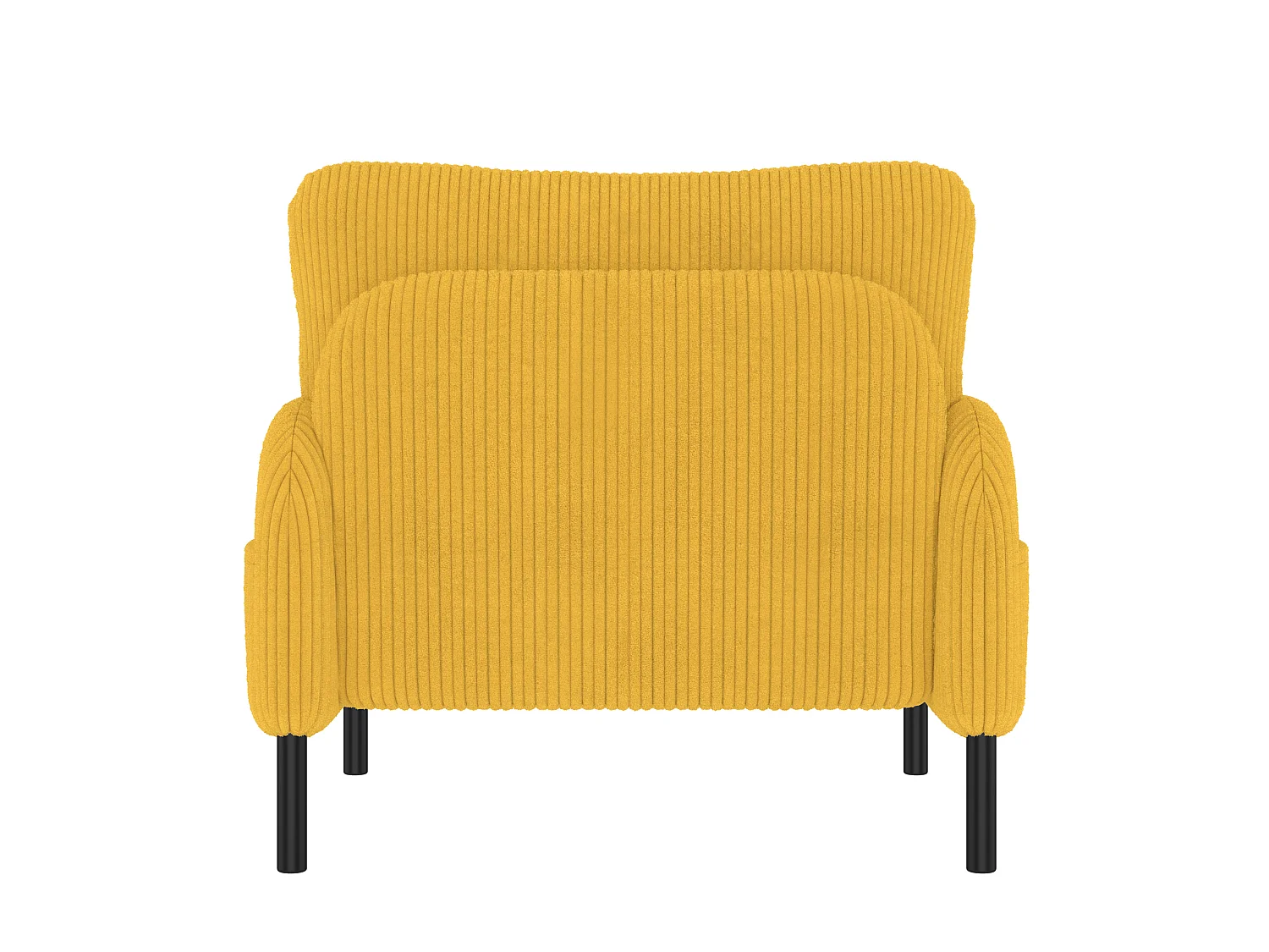 Fauteuil simple en velours côtelé avec poches latérales - Jaune