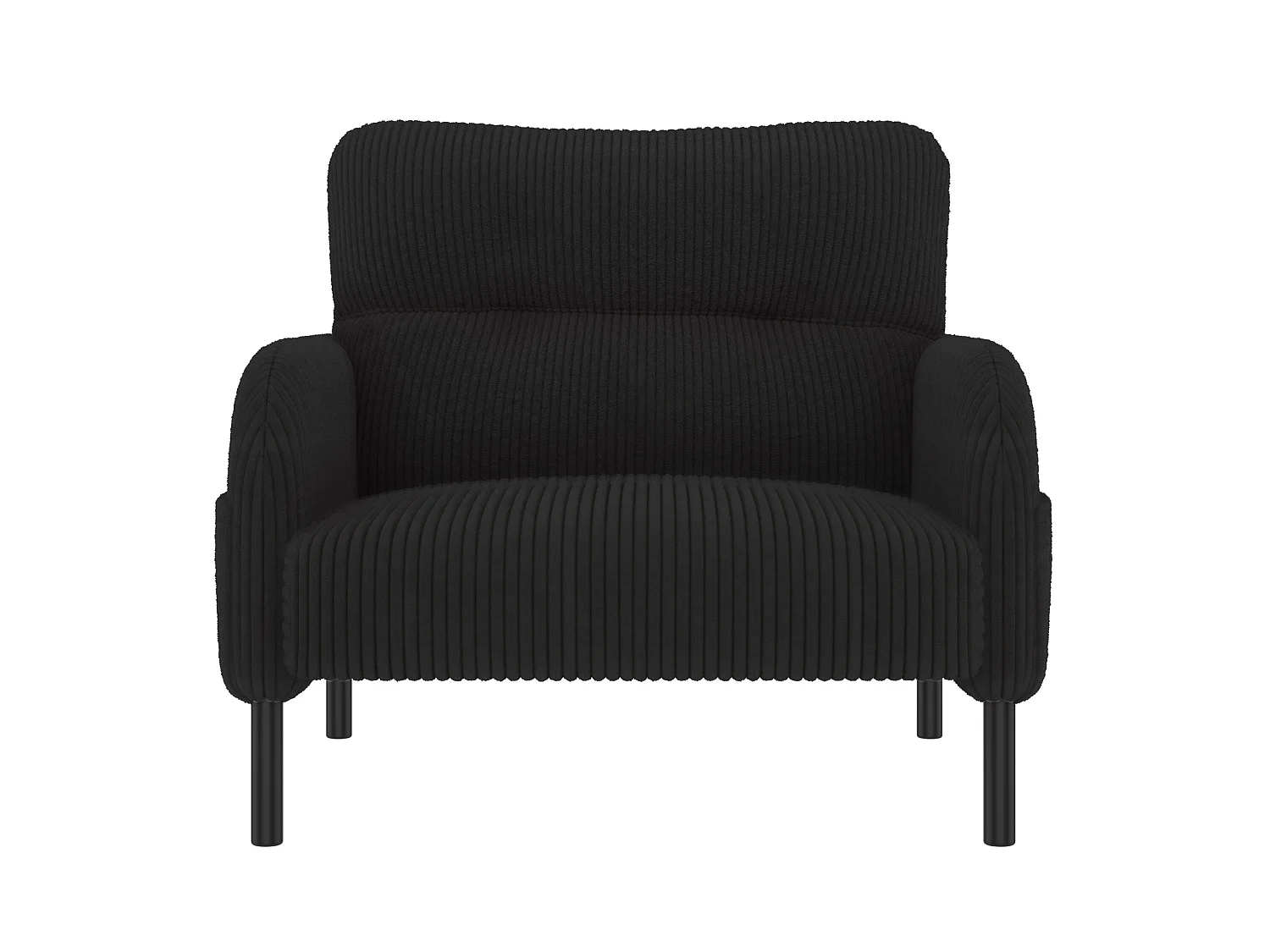 Fauteuil simple en velours côtelé avec poches latérales - Noir