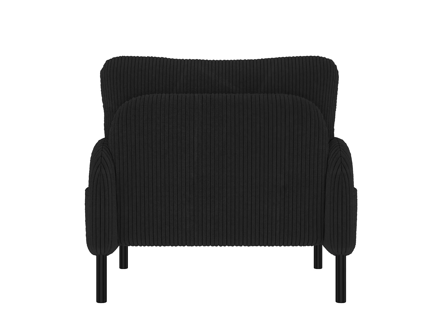 Fauteuil simple en velours côtelé avec poches latérales - Noir