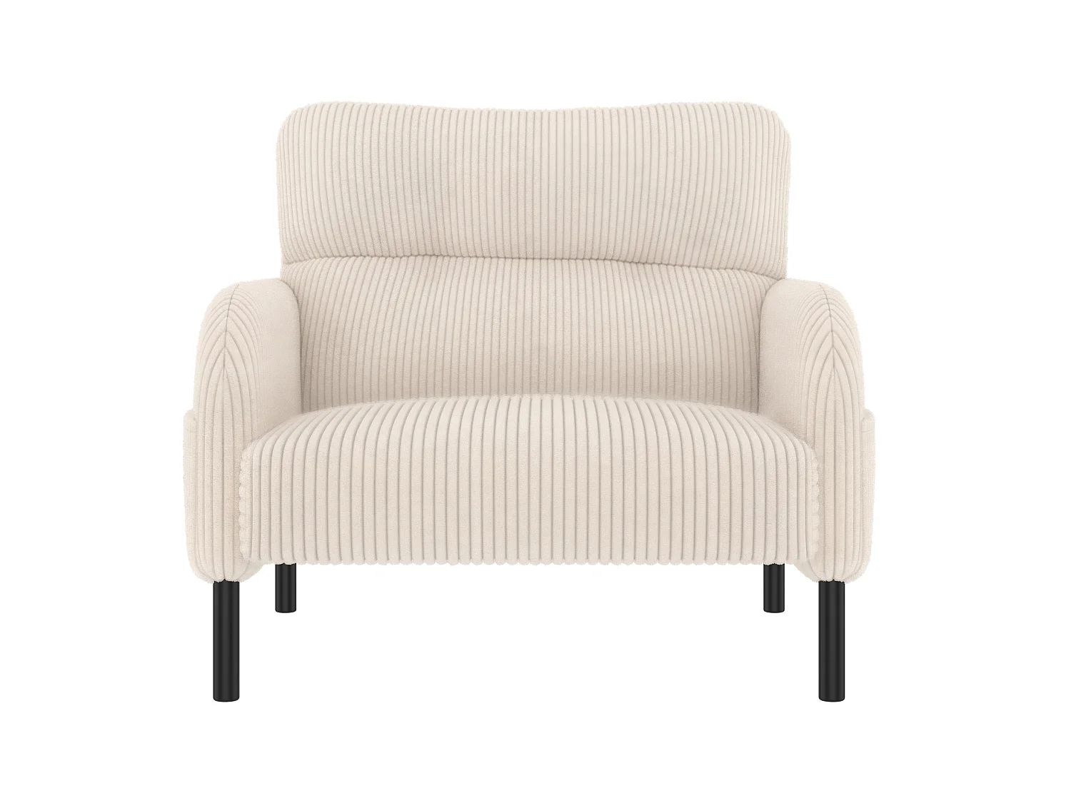Fauteuil simple en velours côtelé avec poches latérales - Beige