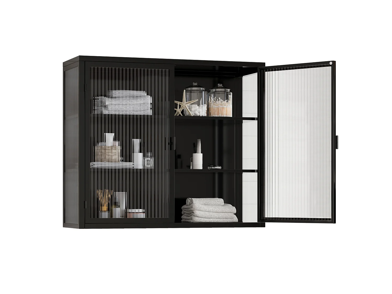 Wandkast met 2 glazen deuren – Zwart