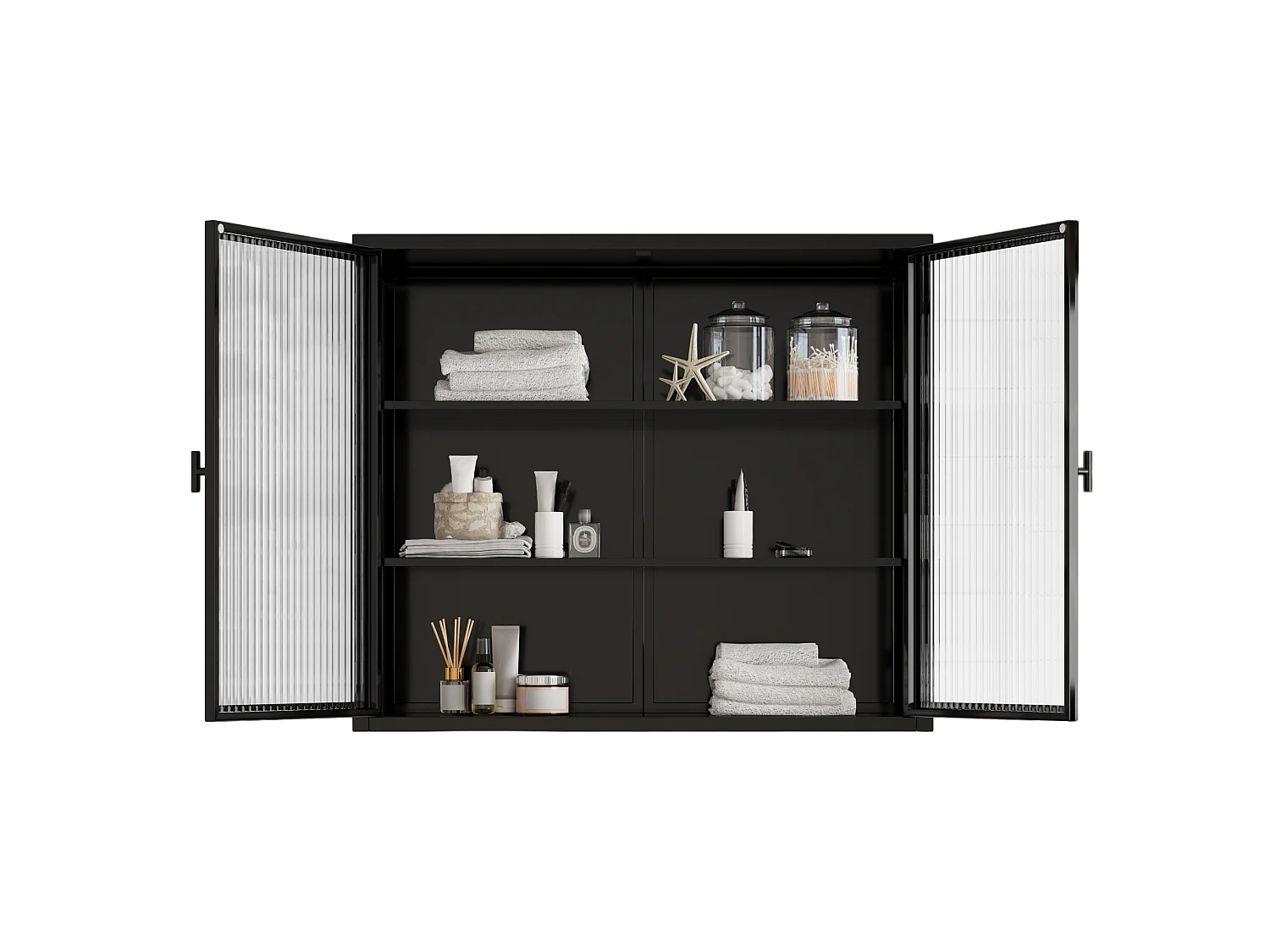 Wandkast met 2 glazen deuren – Zwart