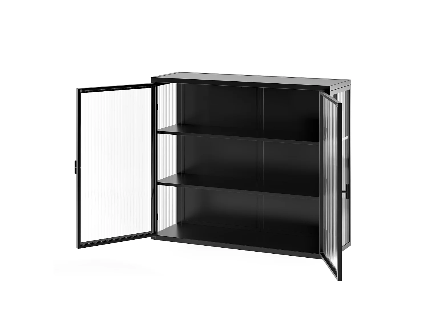 Wandkast met 2 glazen deuren – Zwart