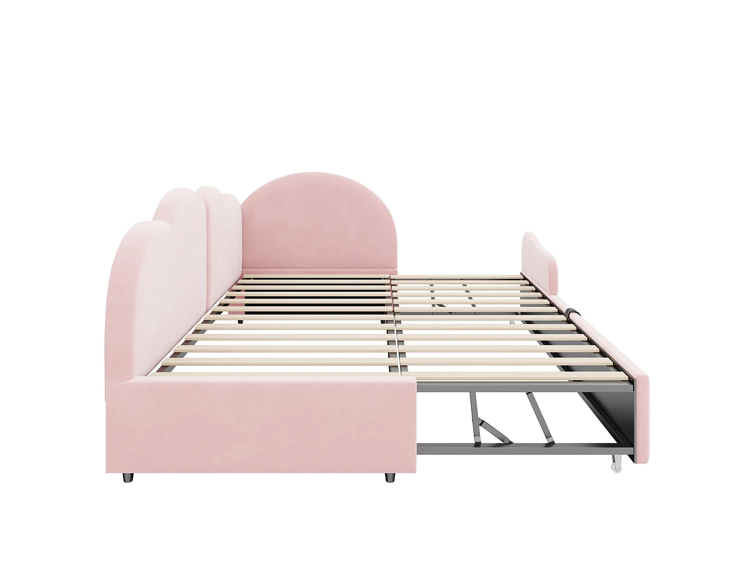 Lit banquette extensible 90 x 200 cm et 90 x 190 cm - Velours rose