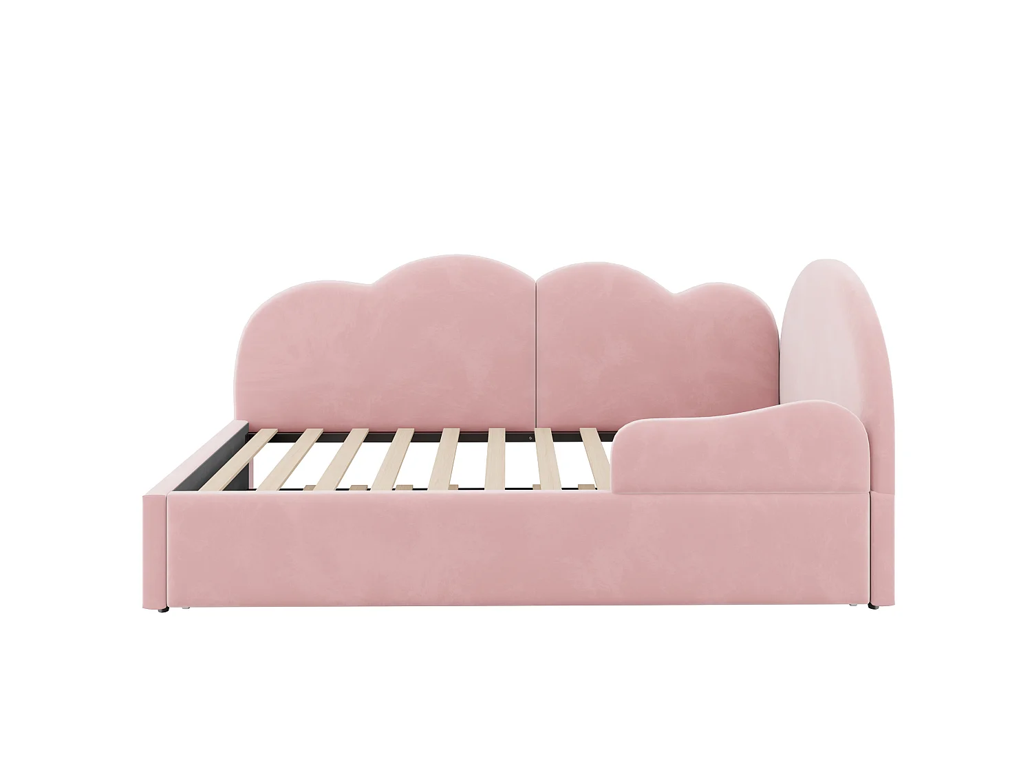 Lit banquette extensible 90 x 200 cm et 90 x 190 cm - Velours rose