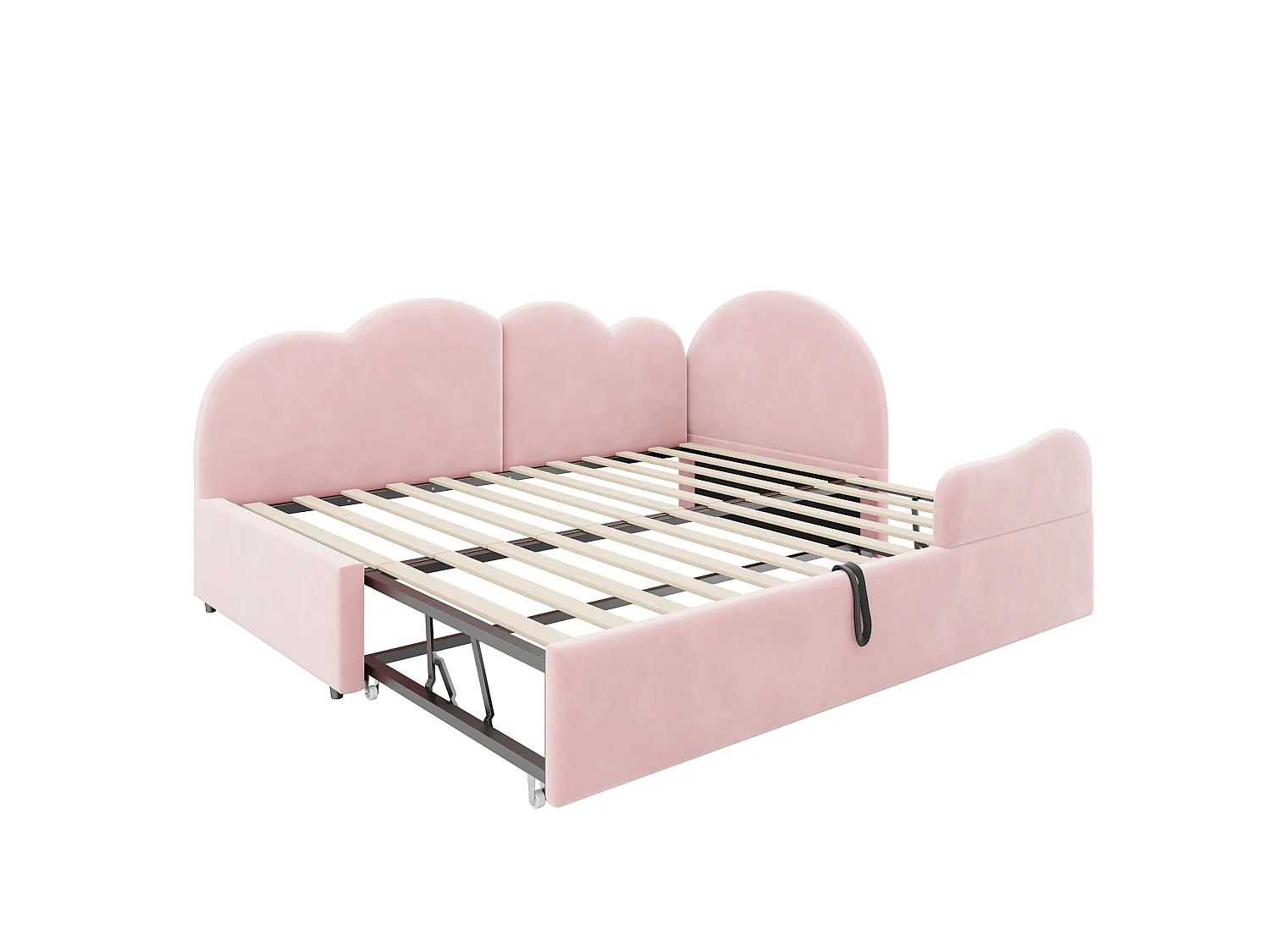 Lit banquette extensible 90 x 200 cm et 90 x 190 cm - Velours rose