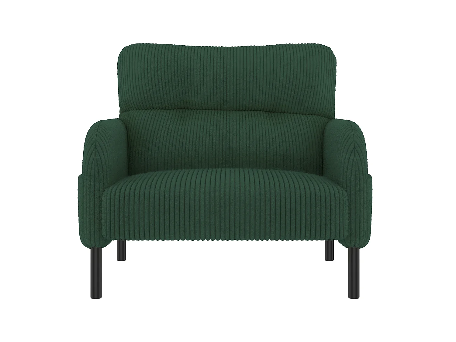 Fauteuil simple en velours côtelé avec poches latérales - Vert émeraude