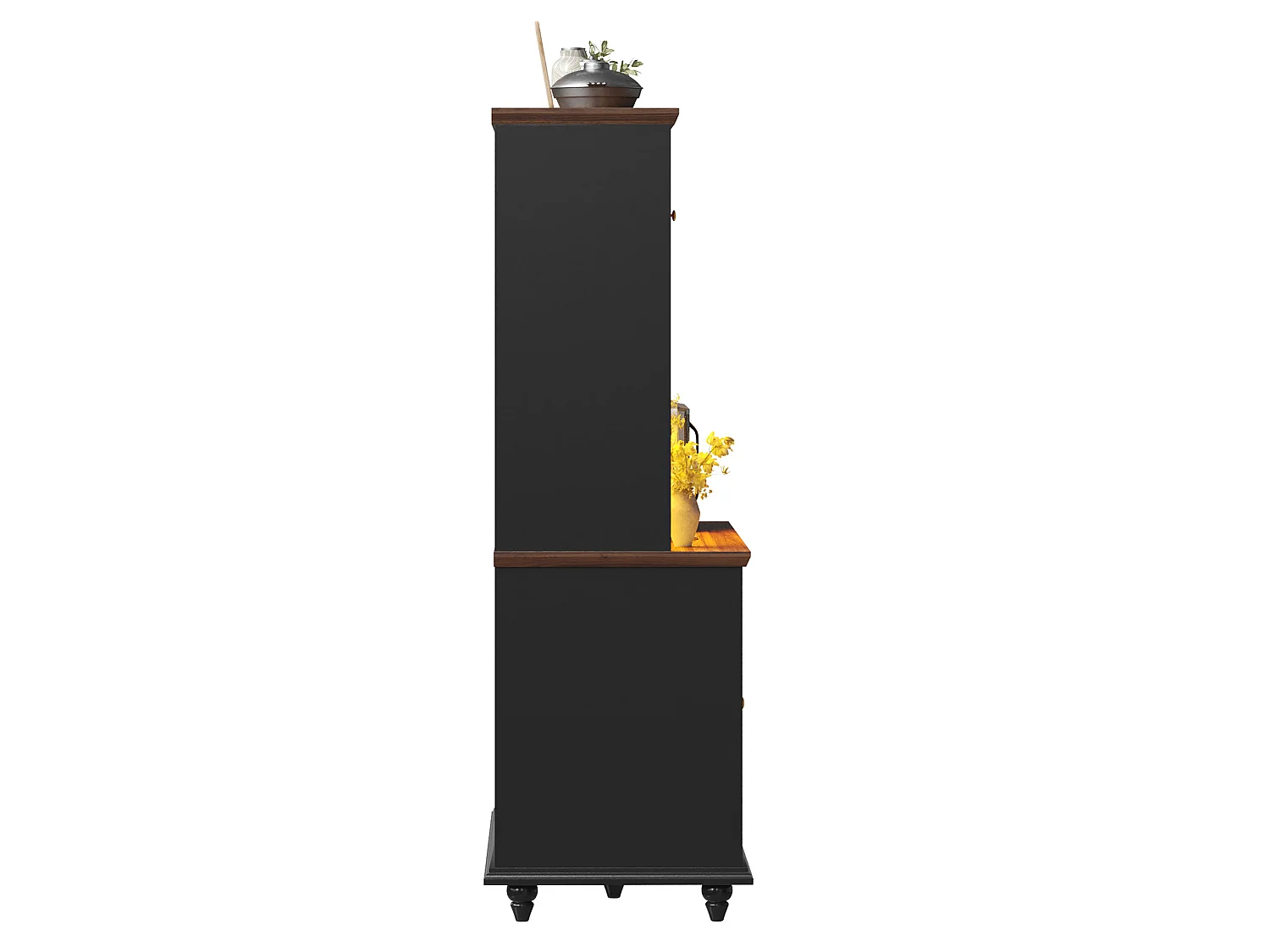 Buffet de cuisine avec LED, 4 tiroirs et 4 portes - Noir