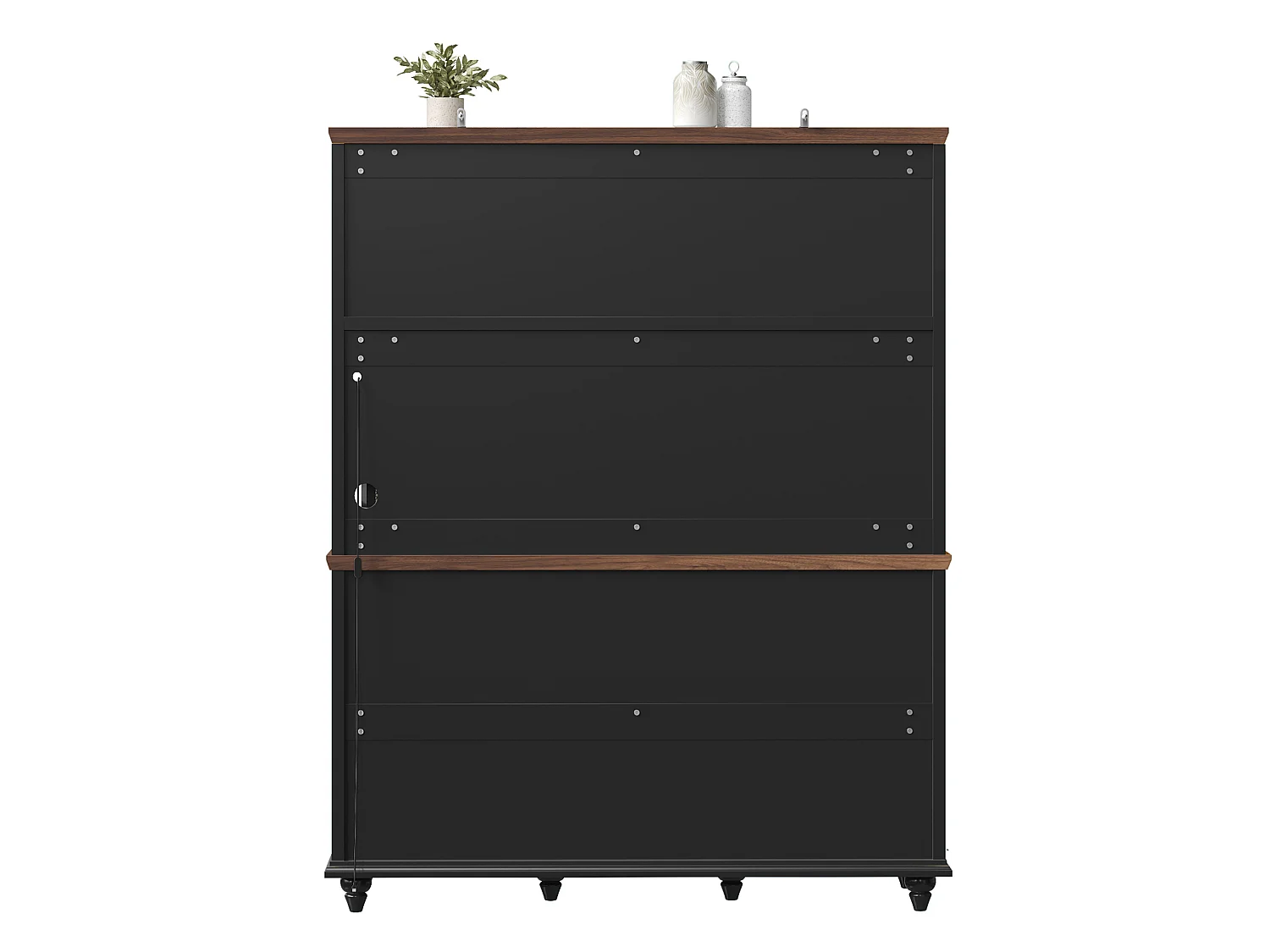 Buffet de cuisine avec LED, 4 tiroirs et 4 portes - Noir
