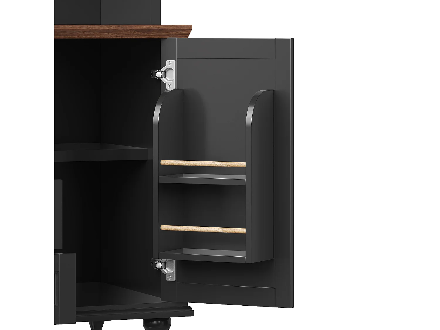 Buffet de cuisine avec LED, 4 tiroirs et 4 portes - Noir