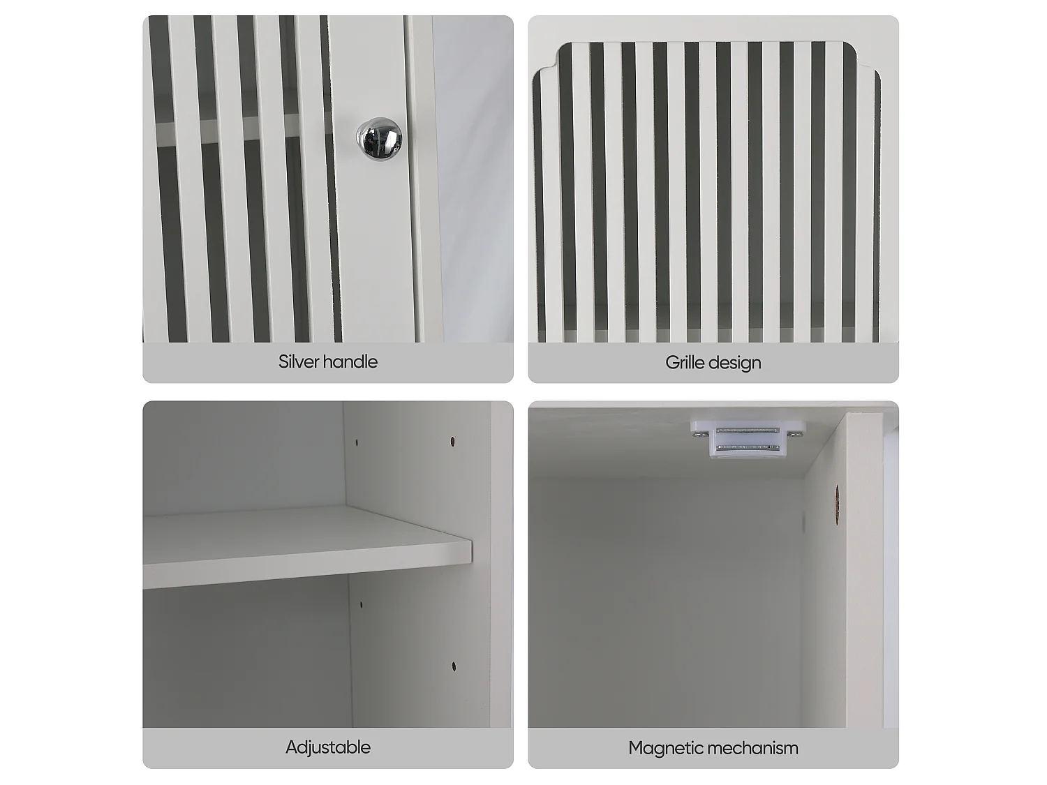 Coluna de casa de banho de 163 cm com prateleiras ajustáveis- Branco