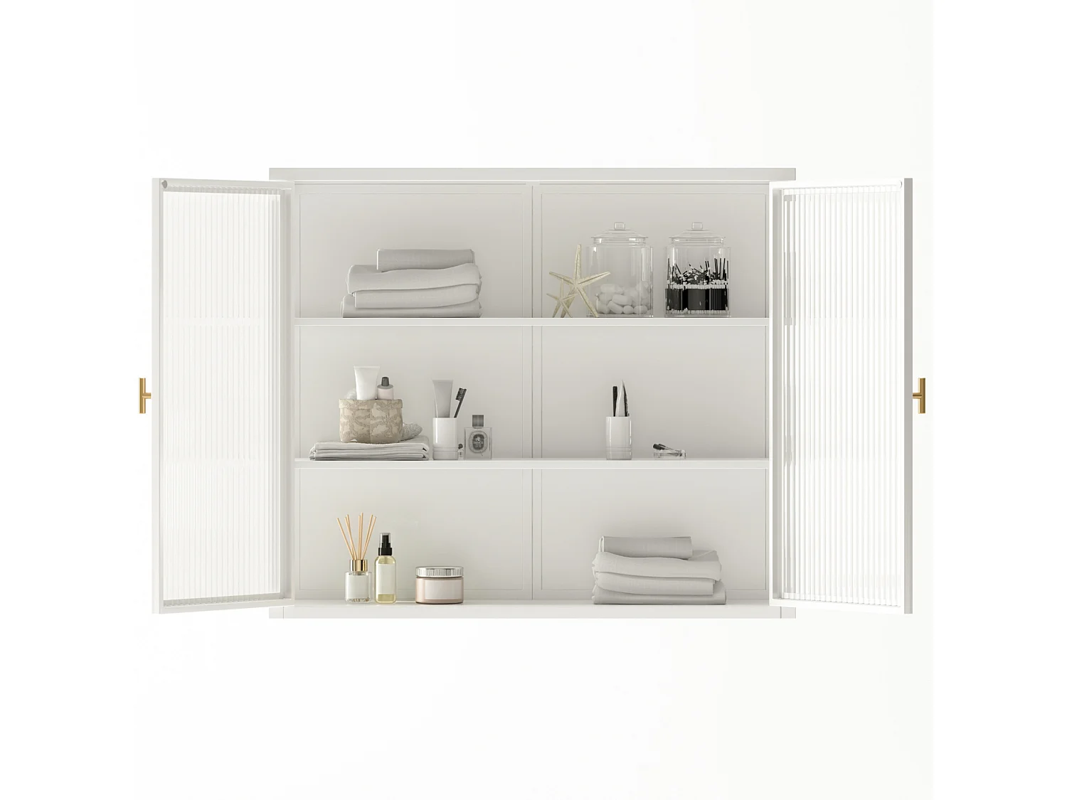 Armoire murale avec 2 portes en verre - Blanc