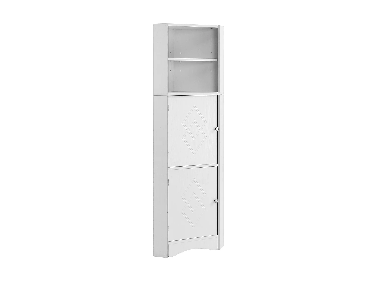 Colonne salle de bain d'angle avec étagère réglable - Blanc