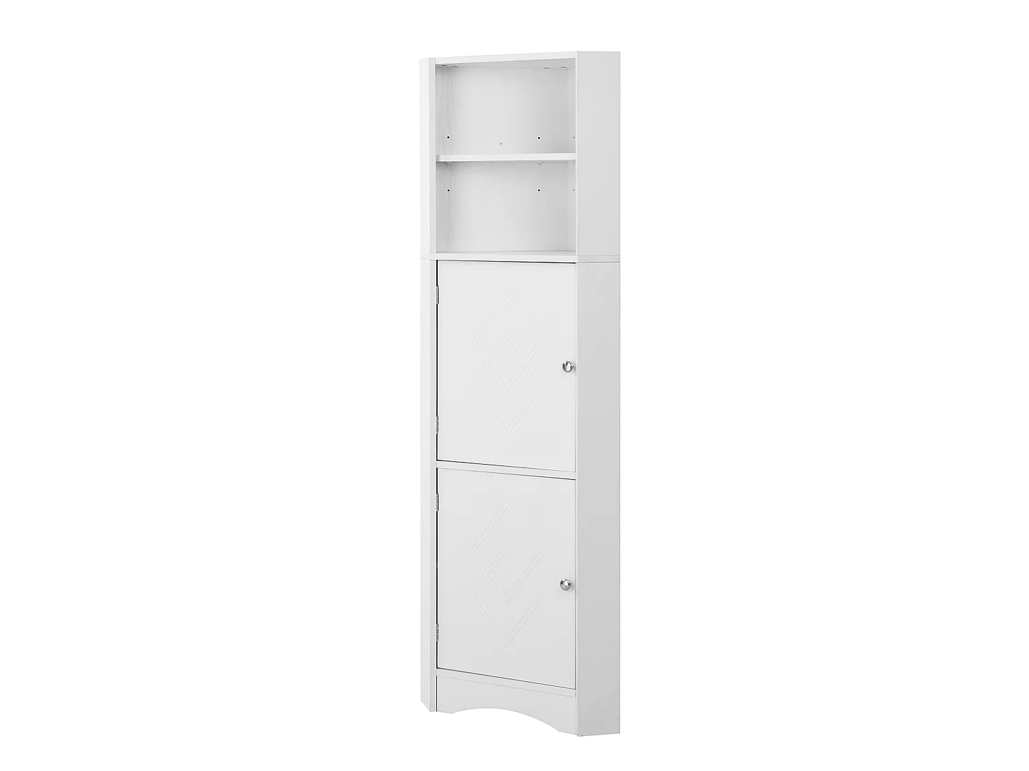 Colonne salle de bain d'angle avec étagère réglable - Blanc
