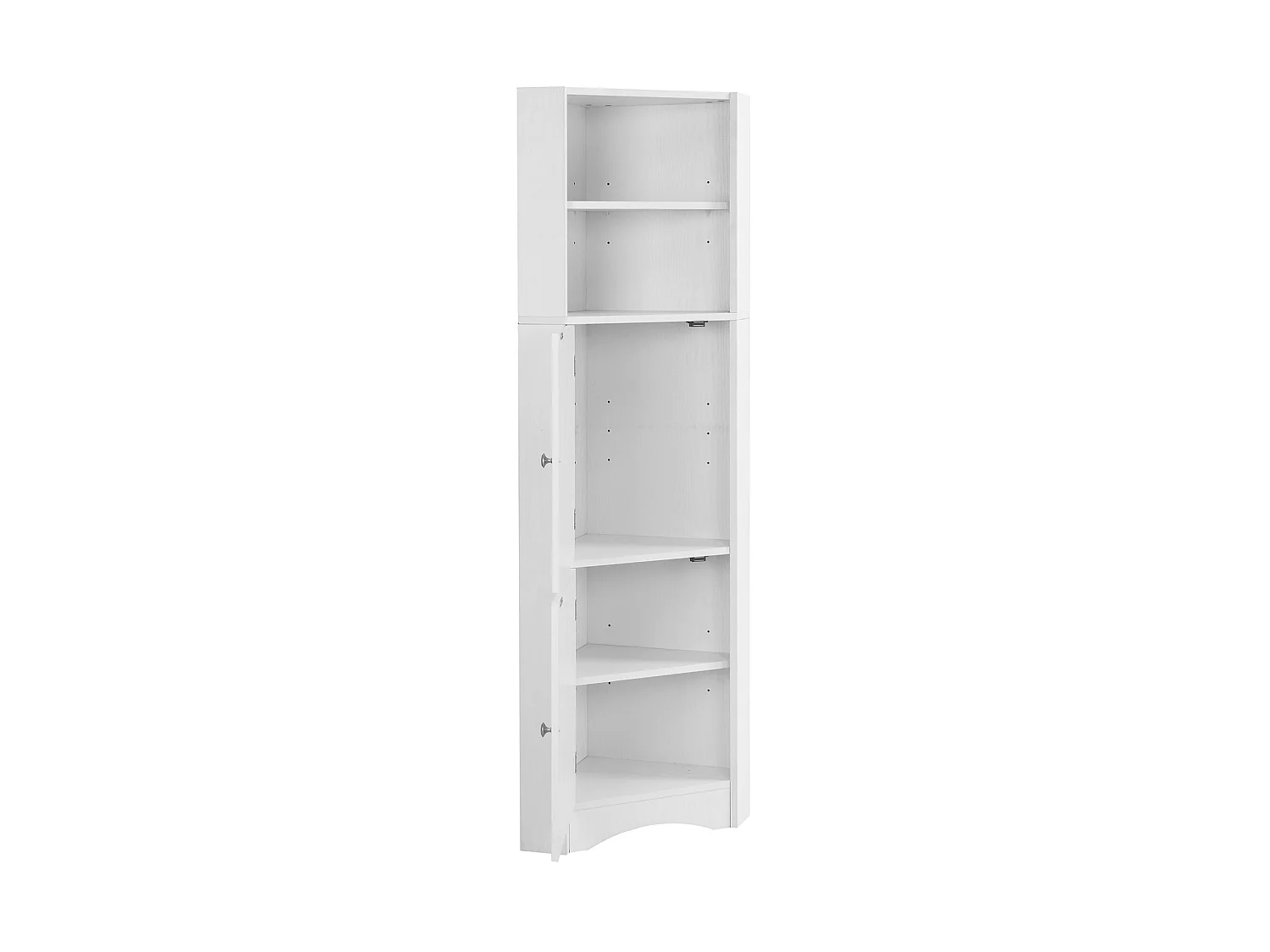 Colonne salle de bain d'angle avec étagère réglable - Blanc