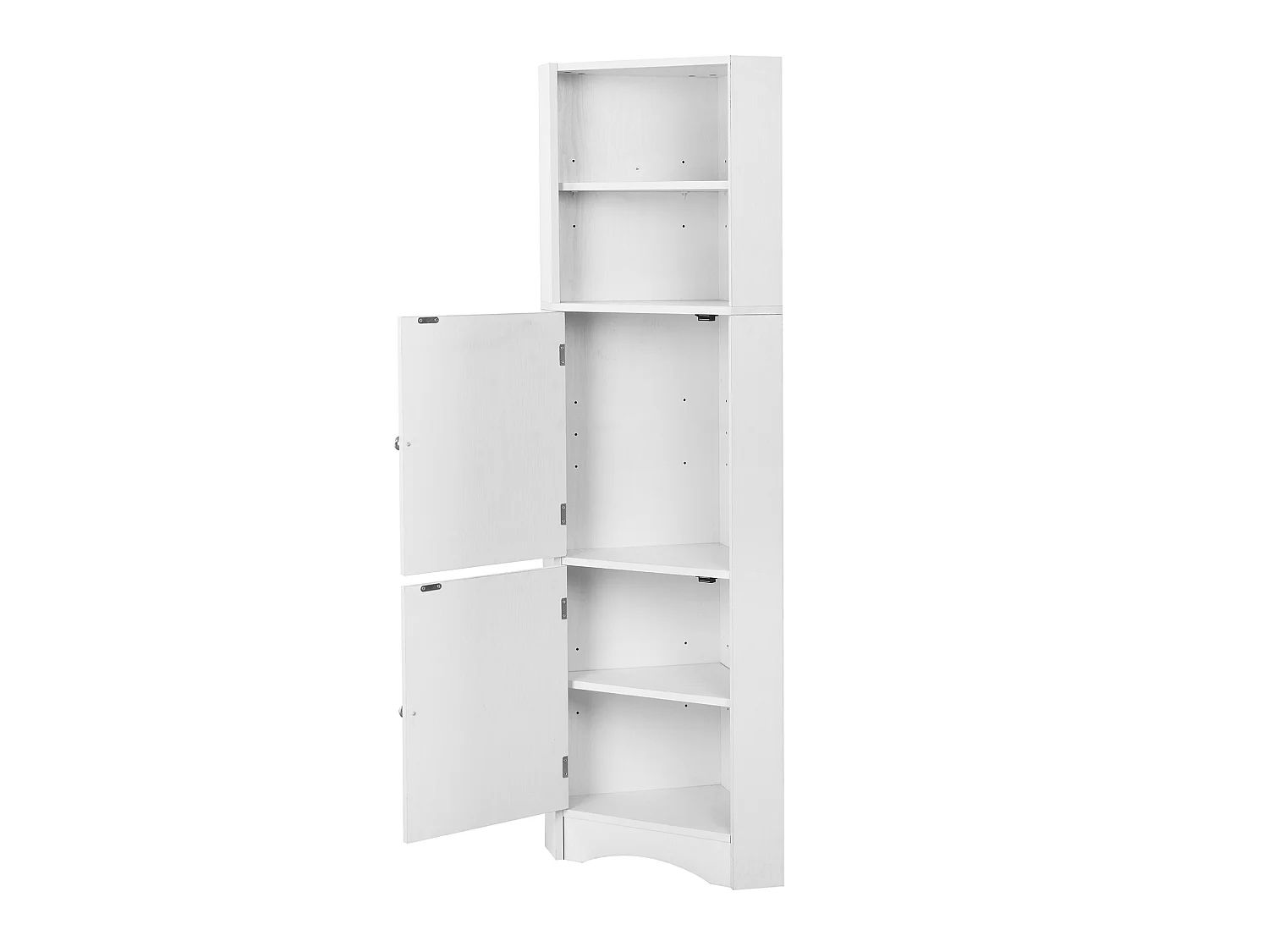 Colonne salle de bain d'angle avec étagère réglable - Blanc