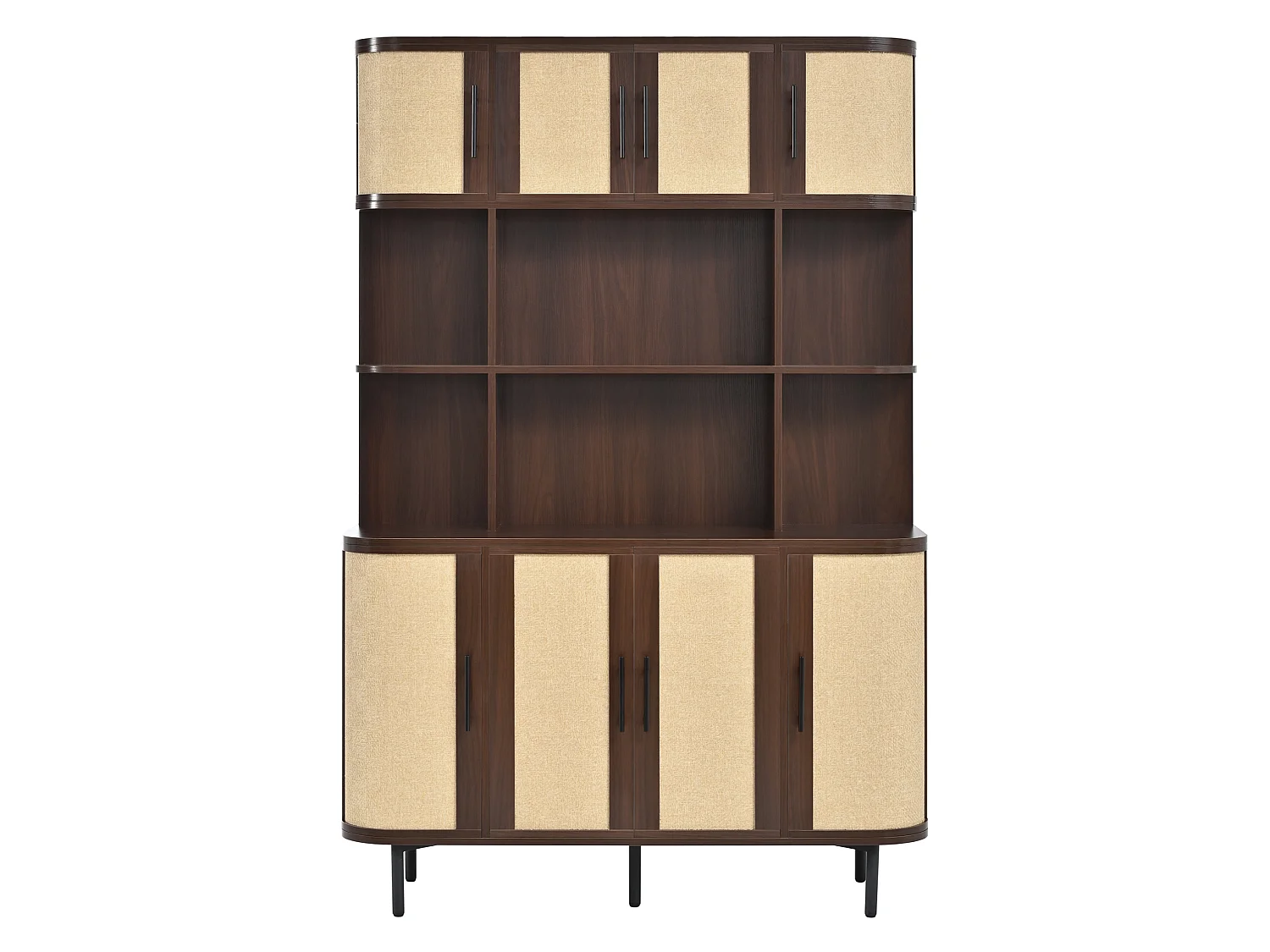Keukendressoir met 8 deuren - MDF en metaal - Bruin 120 x 40 x 180 cm