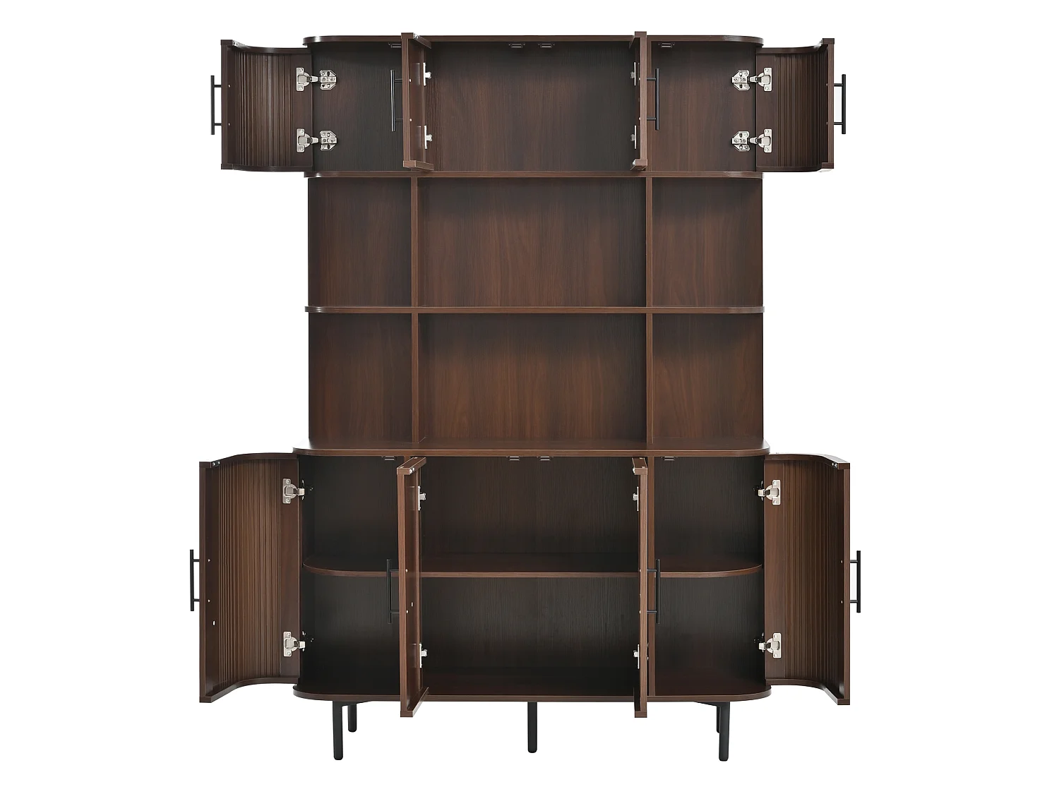 Keukendressoir met 8 deuren - MDF en metaal - Bruin 120 x 40 x 180 cm