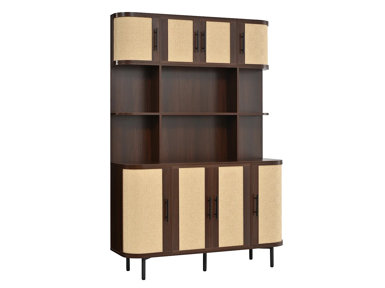 Keukendressoir met 8 deuren - MDF en metaal - Bruin 120 x 40 x 180 cm