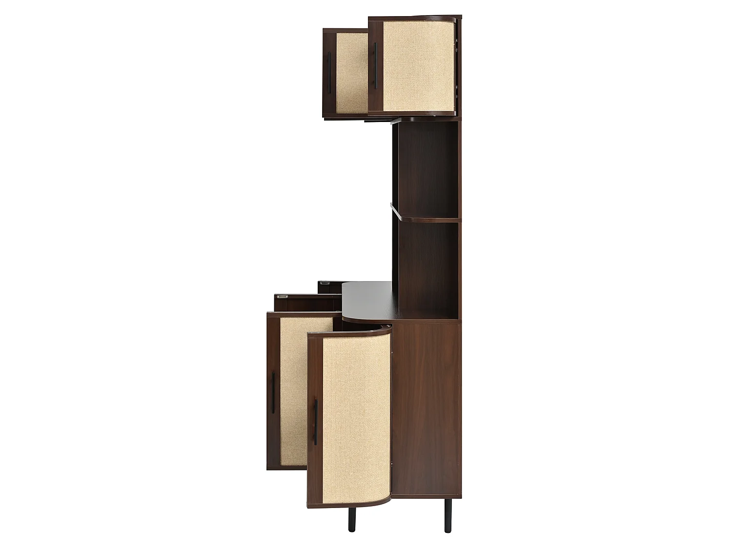Keukendressoir met 8 deuren - MDF en metaal - Bruin 120 x 40 x 180 cm