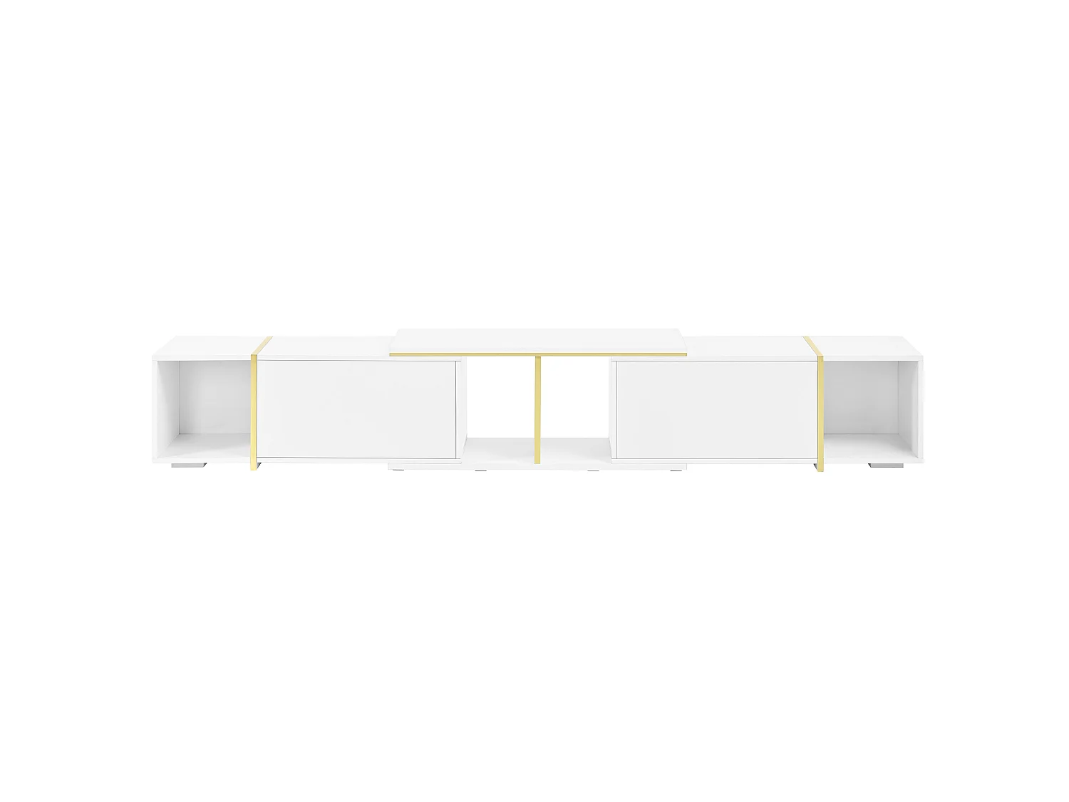 Rack para TV extensível com frentes em acabamento brilhante – Branco