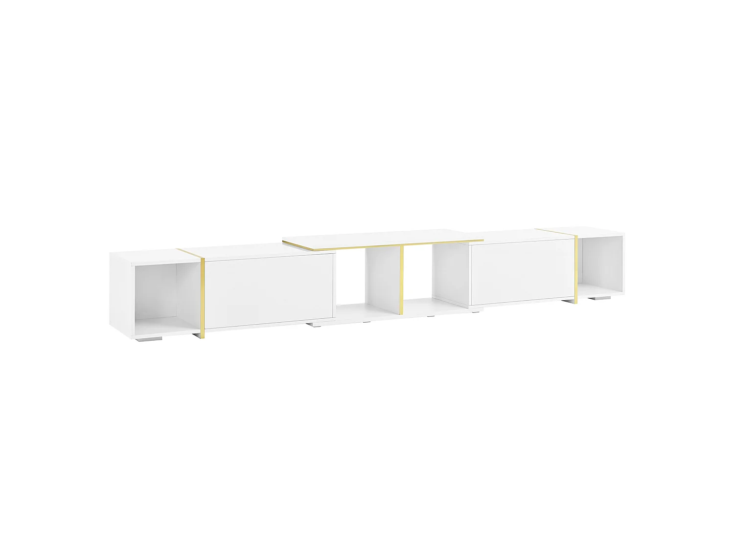 Rack para TV extensível com frentes em acabamento brilhante – Branco
