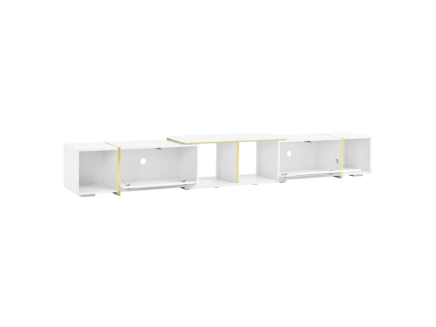 Rack para TV extensível com frentes em acabamento brilhante – Branco