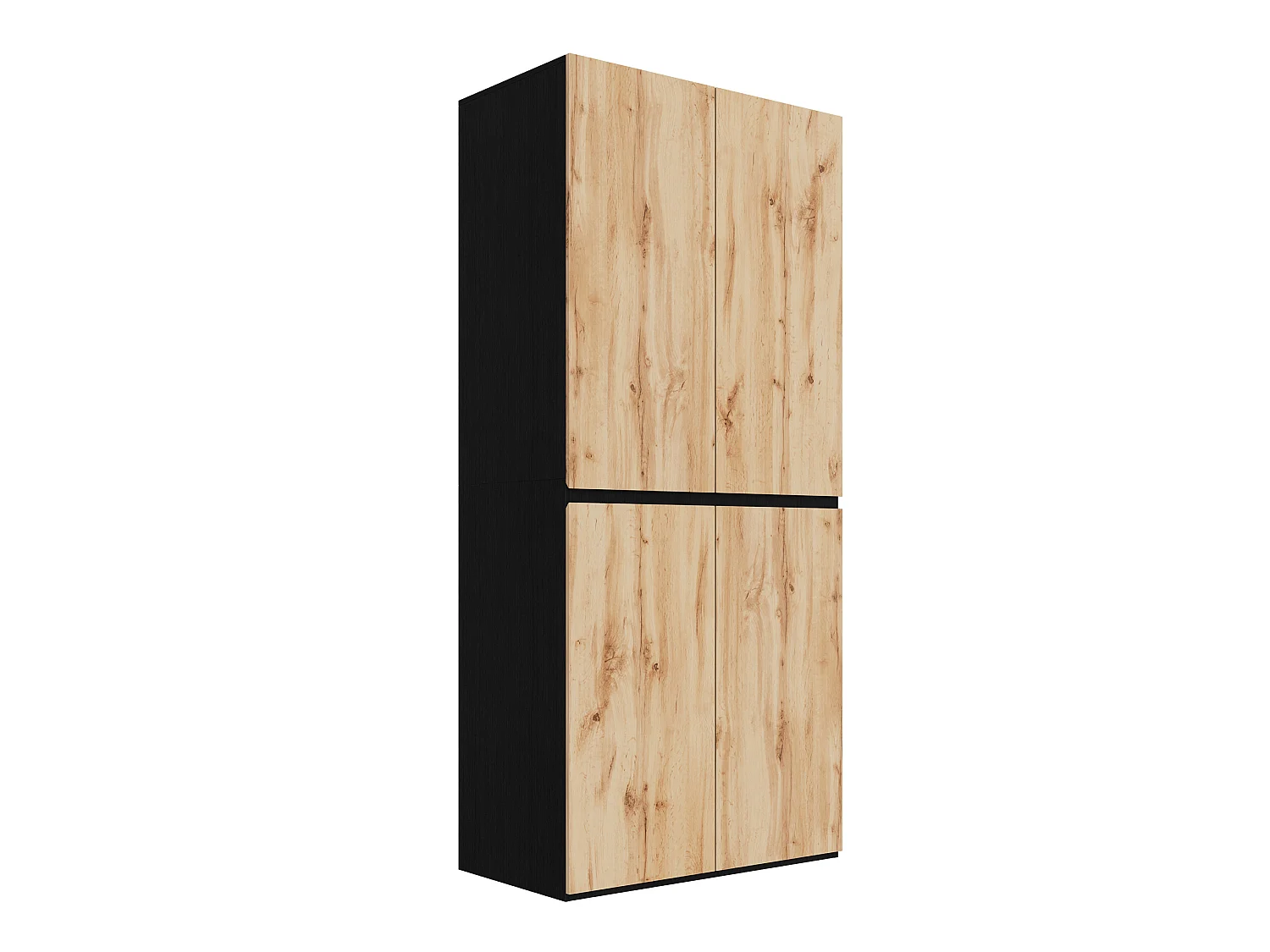 Armoire avec 4 portes et 3 tiroirs - Couleur bois 90 x 50 x 200 cm