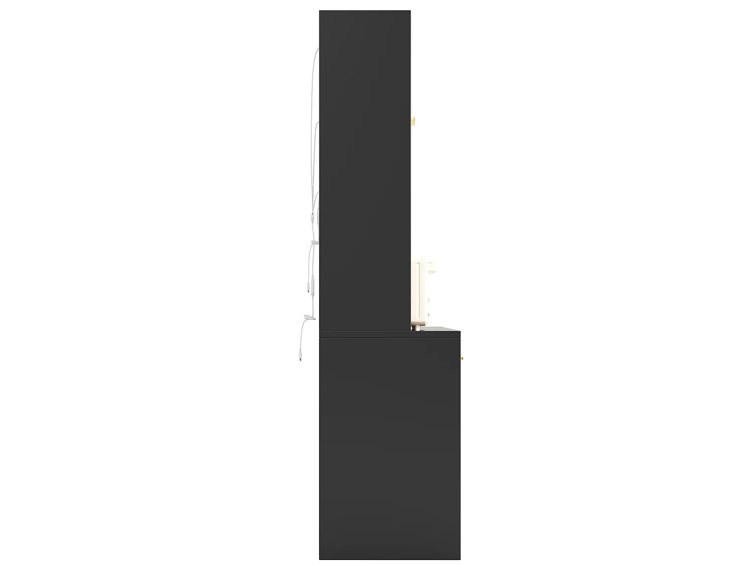 Meuble de cuisine 120 cm avec éclairage LED, portes et tiroirs - Noir