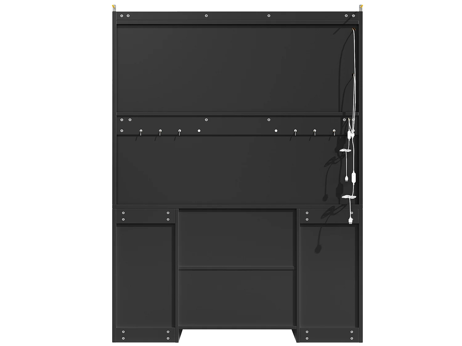 Meuble de cuisine 120 cm avec éclairage LED, portes et tiroirs - Noir