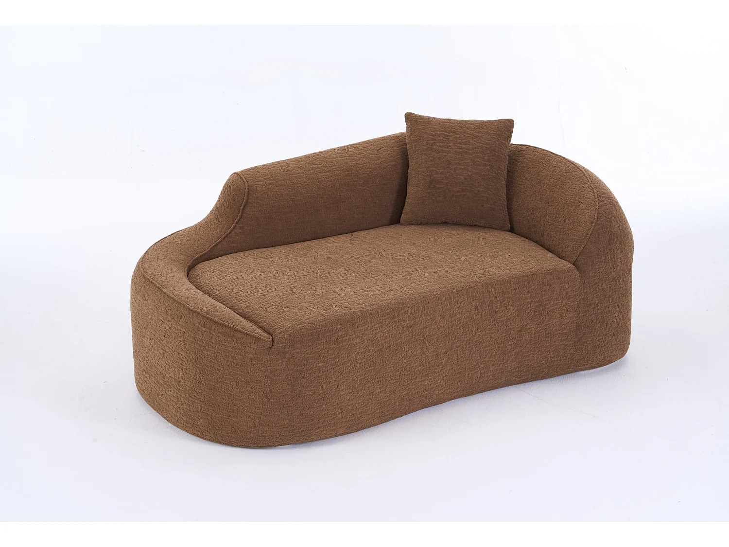 Méridienne arquée en chenille avec coussin – ​​Caramel