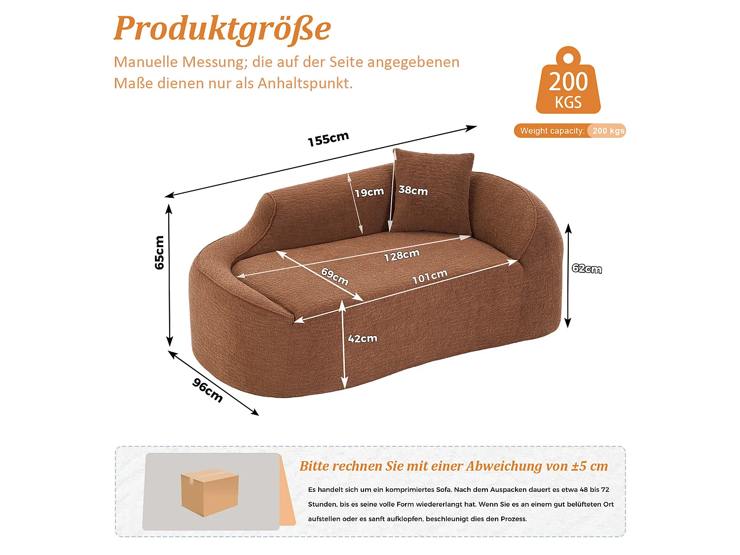 Méridienne arquée en chenille avec coussin – ​​Caramel