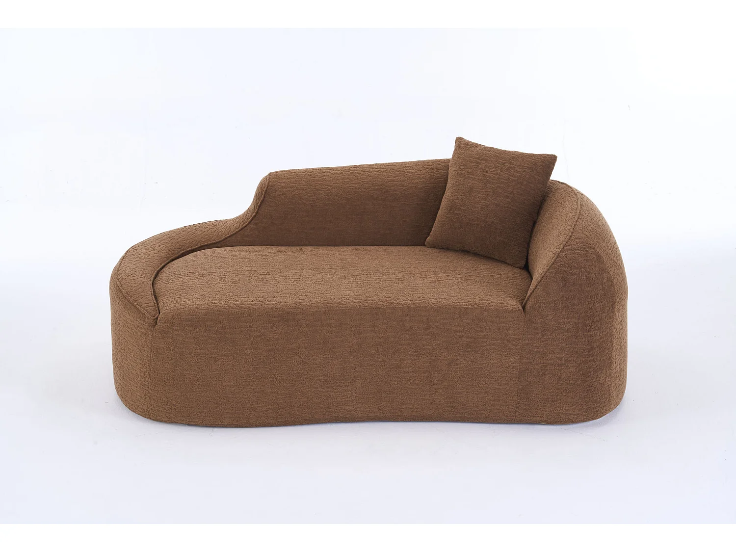 Méridienne arquée en chenille avec coussin – ​​Caramel