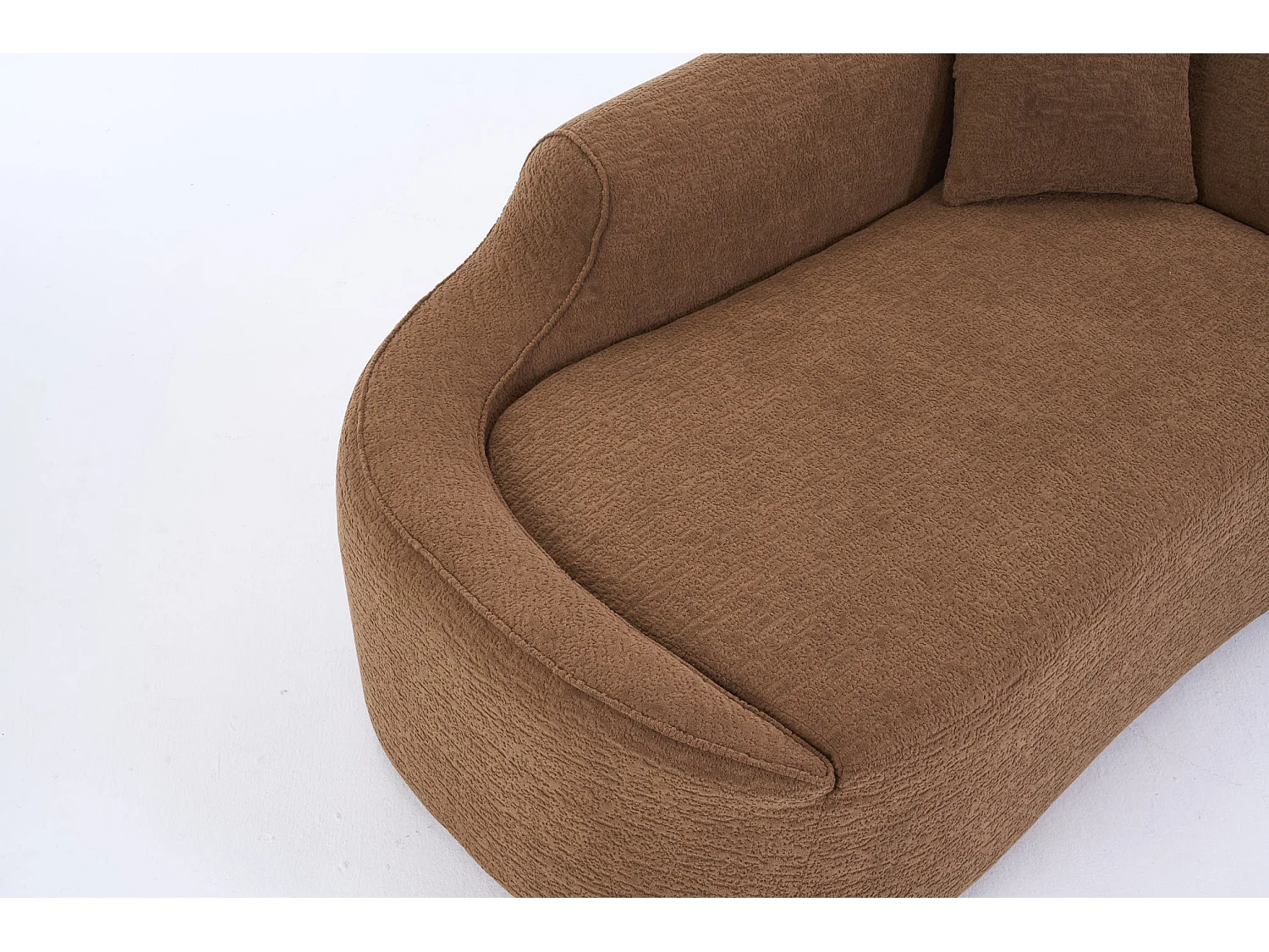 Méridienne arquée en chenille avec coussin – ​​Caramel