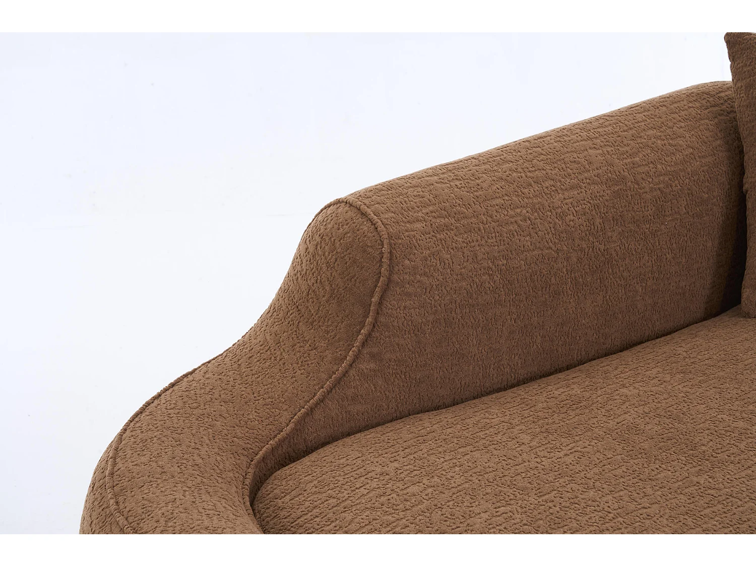 Méridienne arquée en chenille avec coussin – ​​Caramel