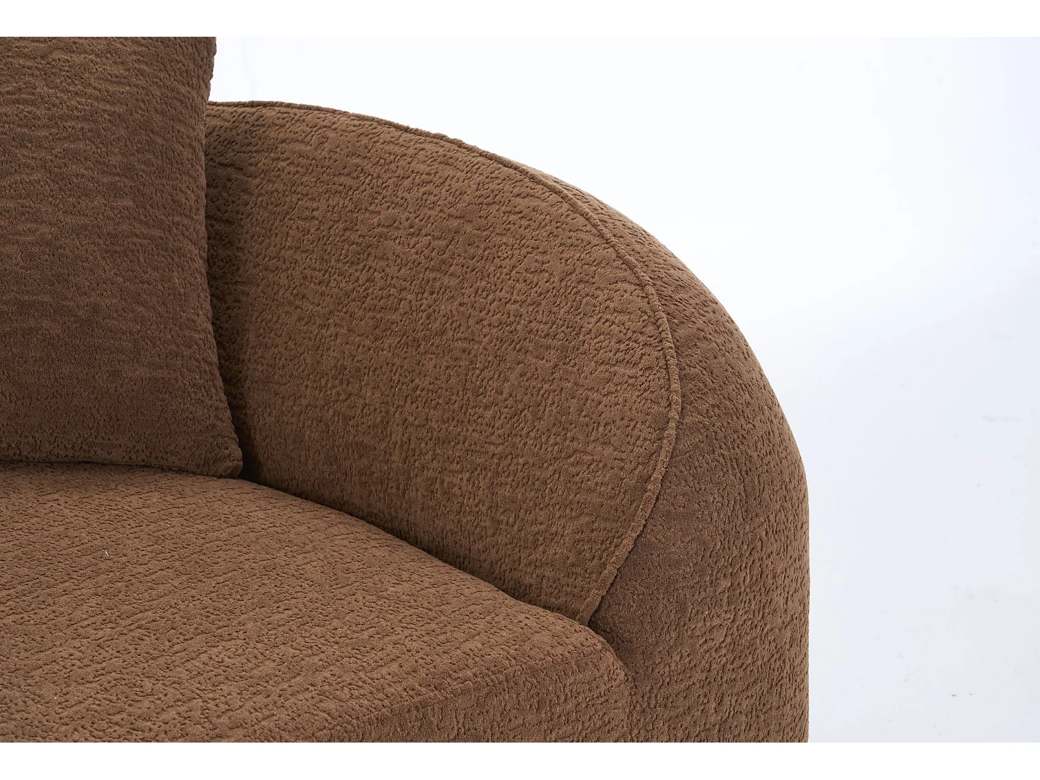 Méridienne arquée en chenille avec coussin – ​​Caramel