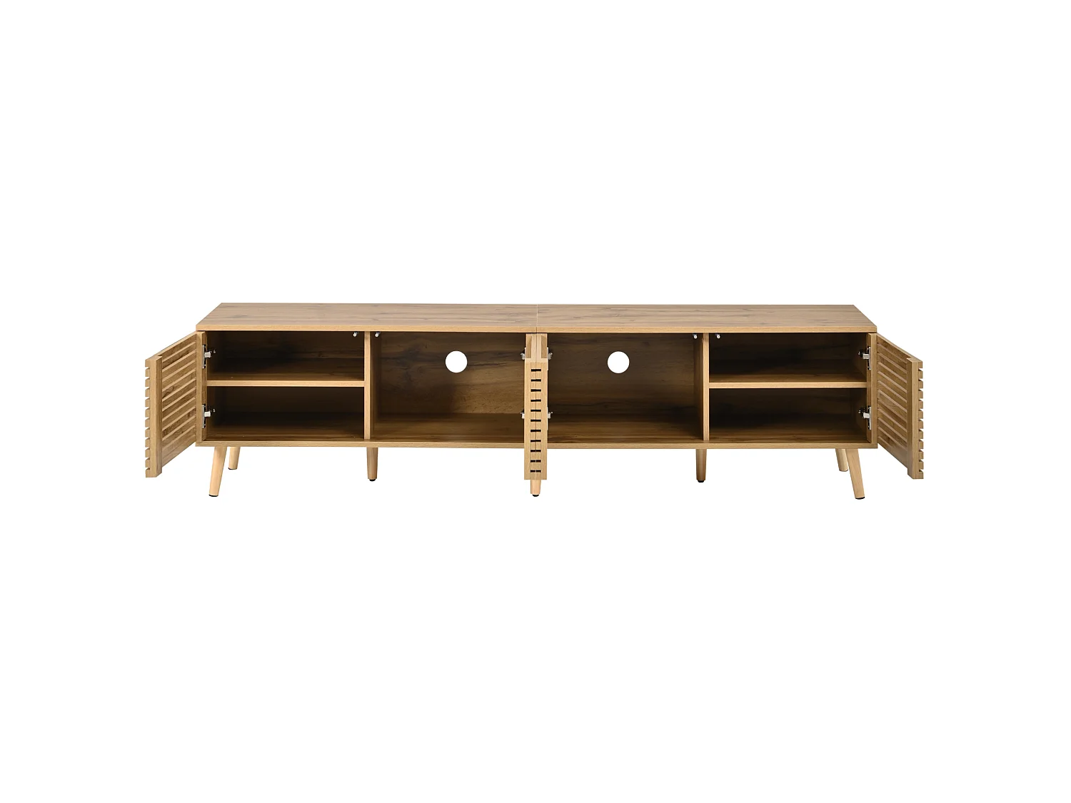 Tv-meubel met 4 deuren voor 75-inch tv's - Houtkleur 180 x 40 x 46 cm